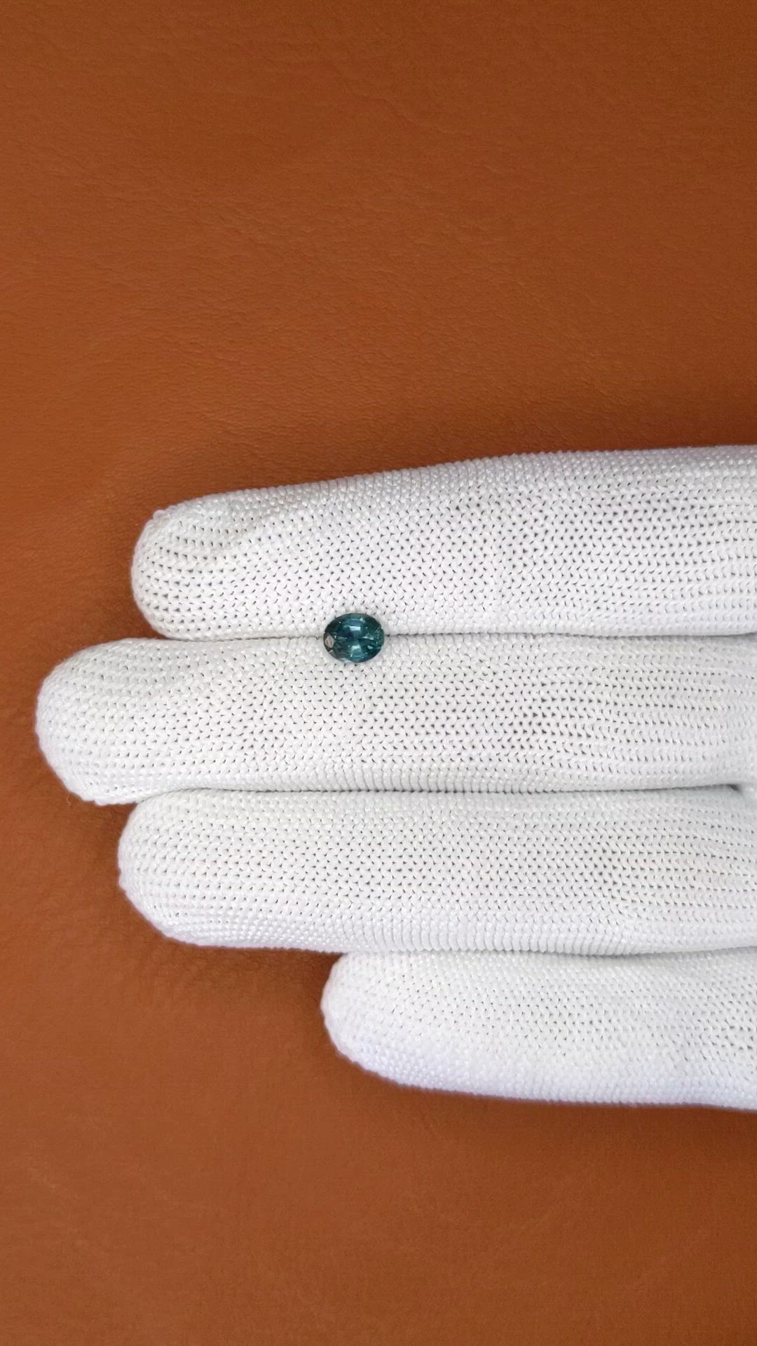0.77 Ct. Greenish Blue Sapphire from Ceylon (Sri Lanka) Size Video
