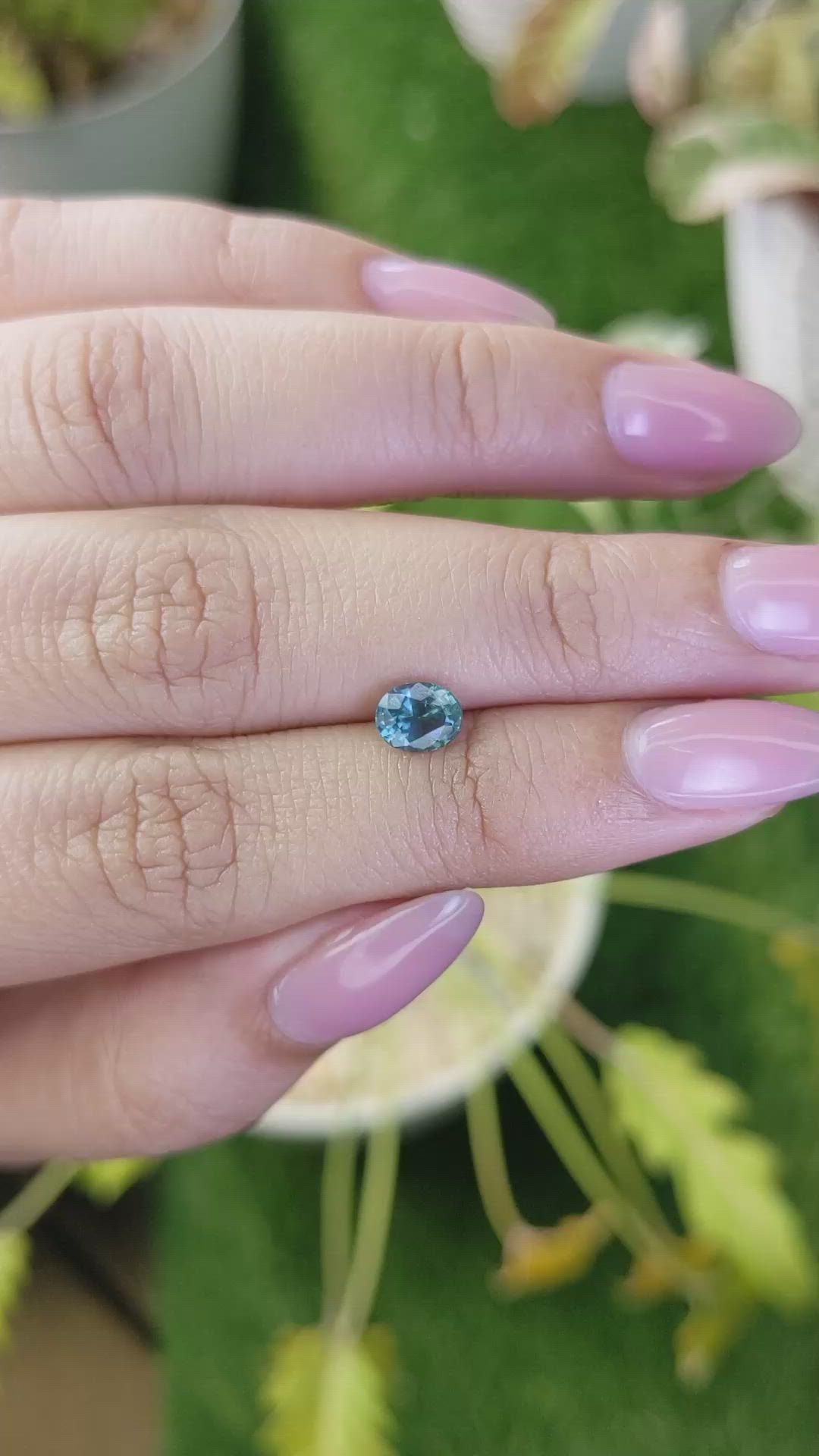 0.77 Ct. Greenish Blue Sapphire from Ceylon (Sri Lanka) Size Video