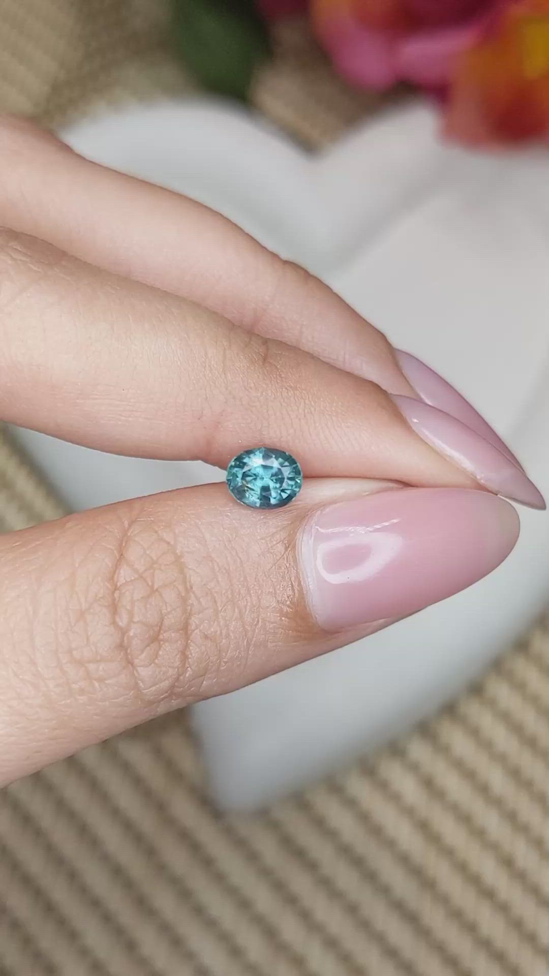 0.77 Ct. Greenish Blue Sapphire from Ceylon (Sri Lanka) Size Video