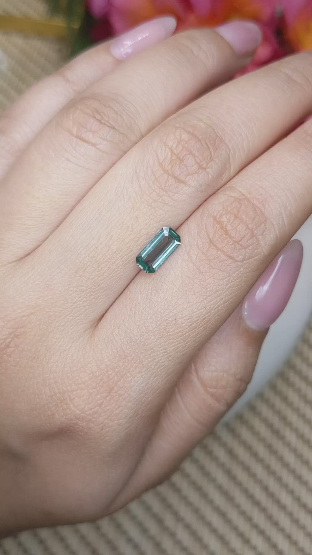1.06 Ct. Bluish Green Sapphire from Ceylon (Sri Lanka) Size Video