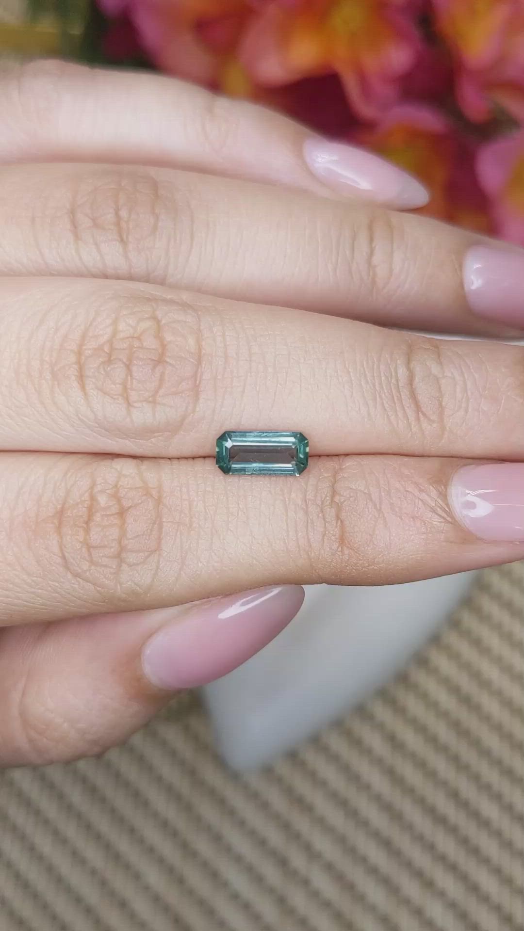 1.06 Ct. Bluish Green Sapphire from Ceylon (Sri Lanka) Size Video