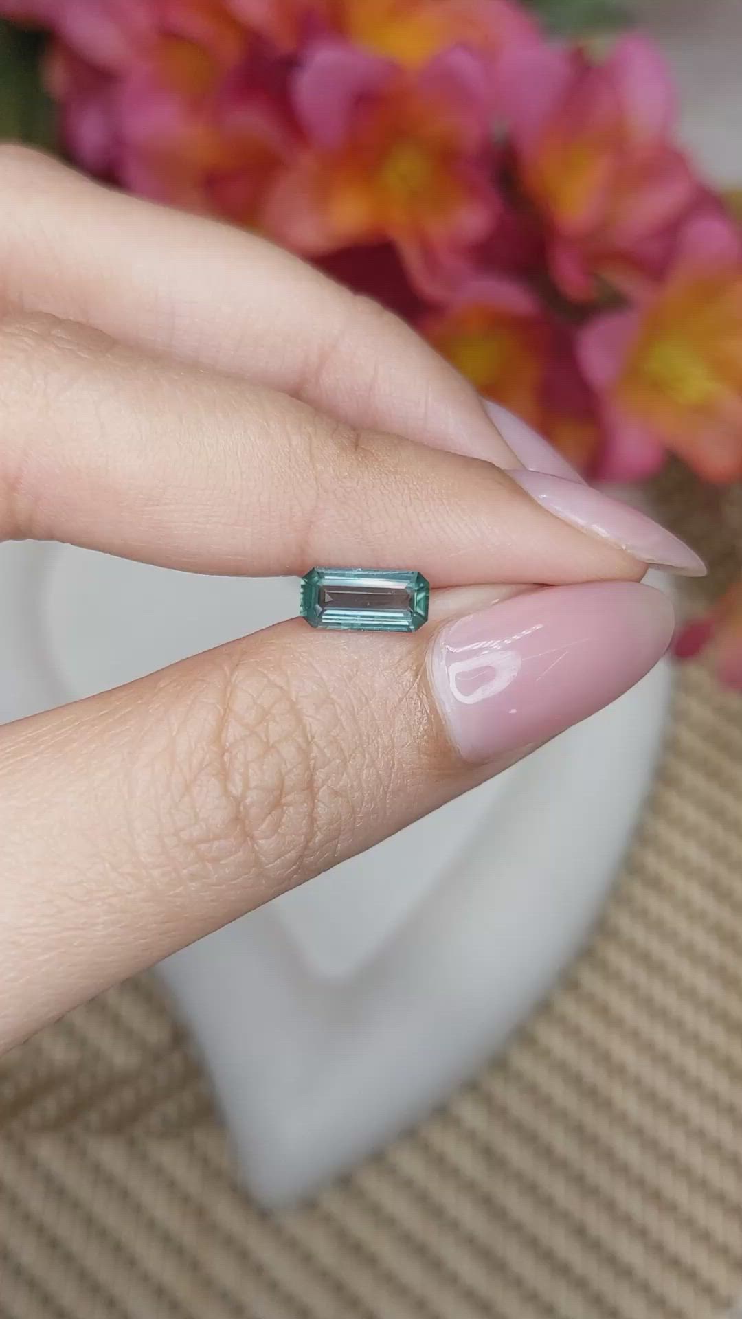 1.06 Ct. Bluish Green Sapphire from Ceylon (Sri Lanka) Size Video