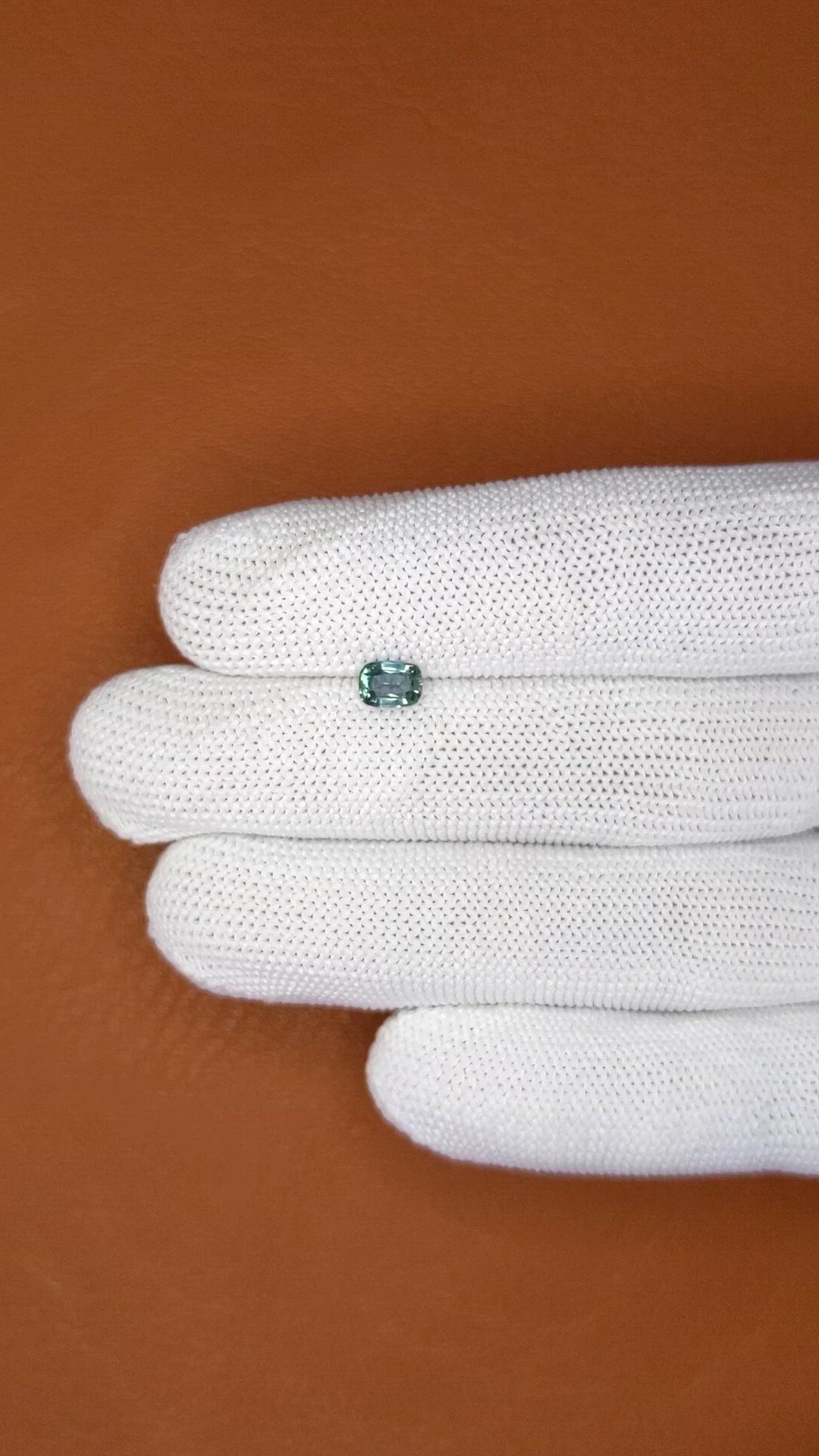 0.54 Ct. Bluish Green Sapphire from Ceylon (Sri Lanka) Size Video
