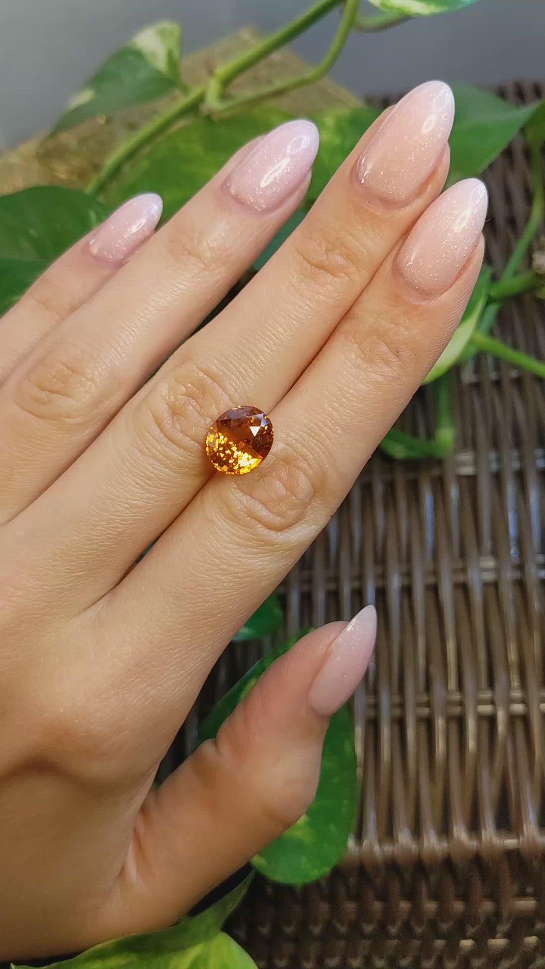 6.07 Ct. Orange Sapphire from Ceylon (Sri Lanka) Size Video