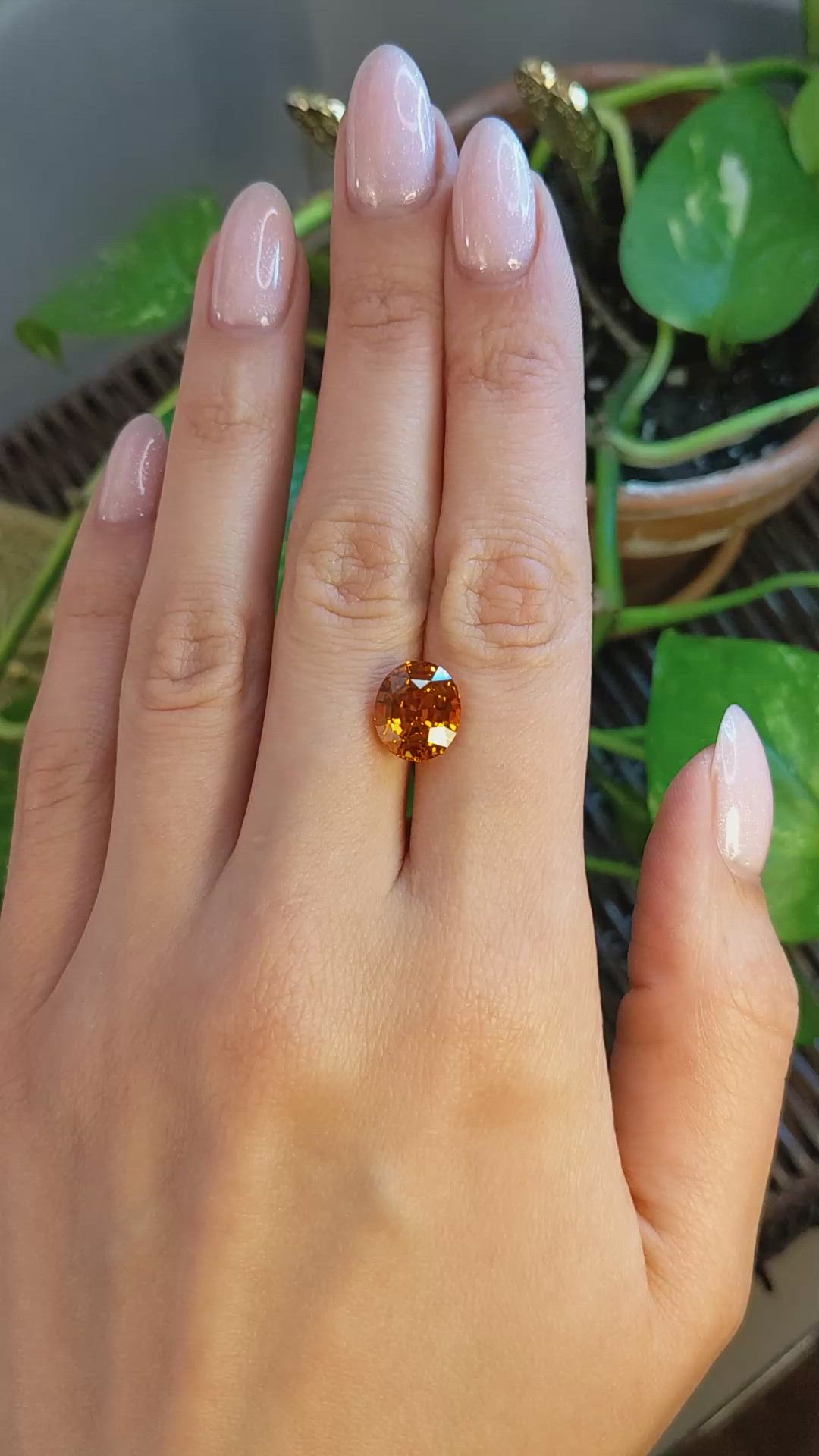 6.07 Ct. Orange Sapphire from Ceylon (Sri Lanka) Size Video