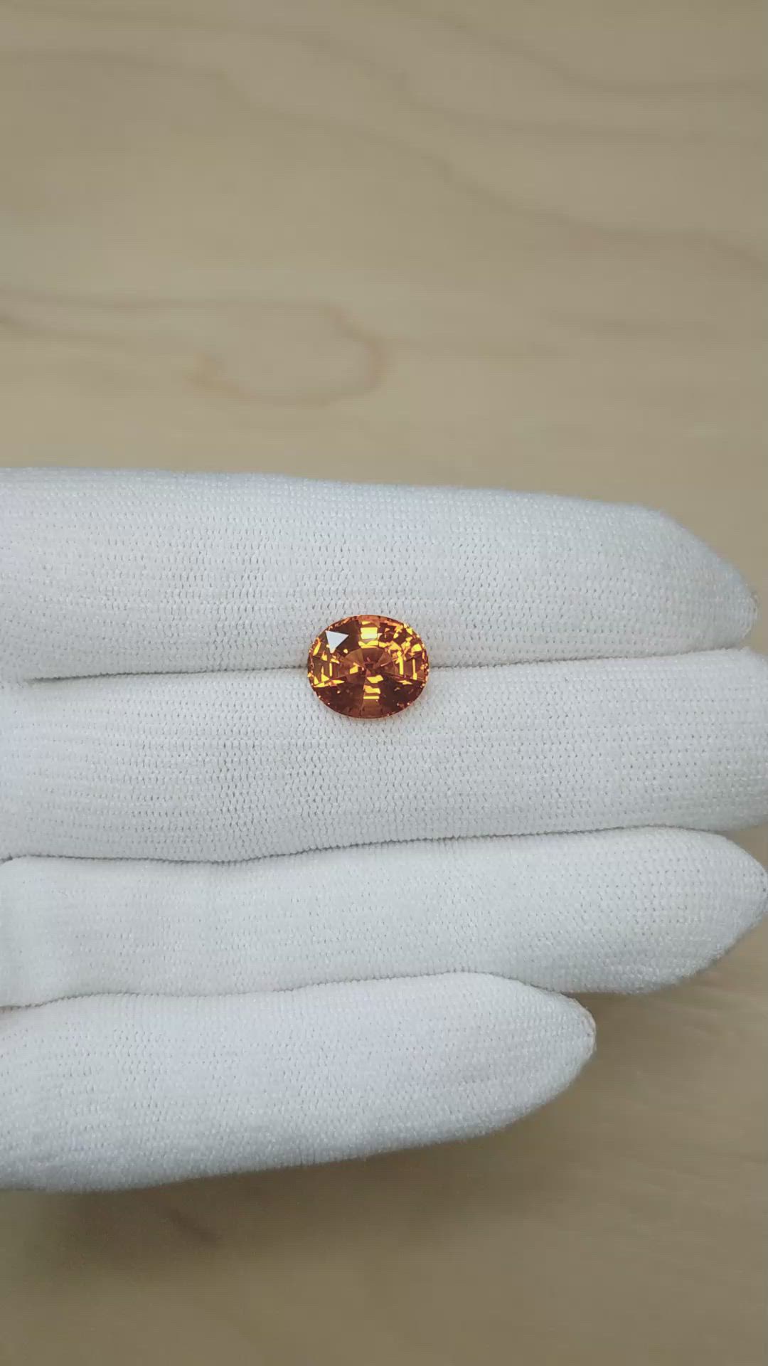 6.07 Ct. Orange Sapphire from Ceylon (Sri Lanka) Size Video