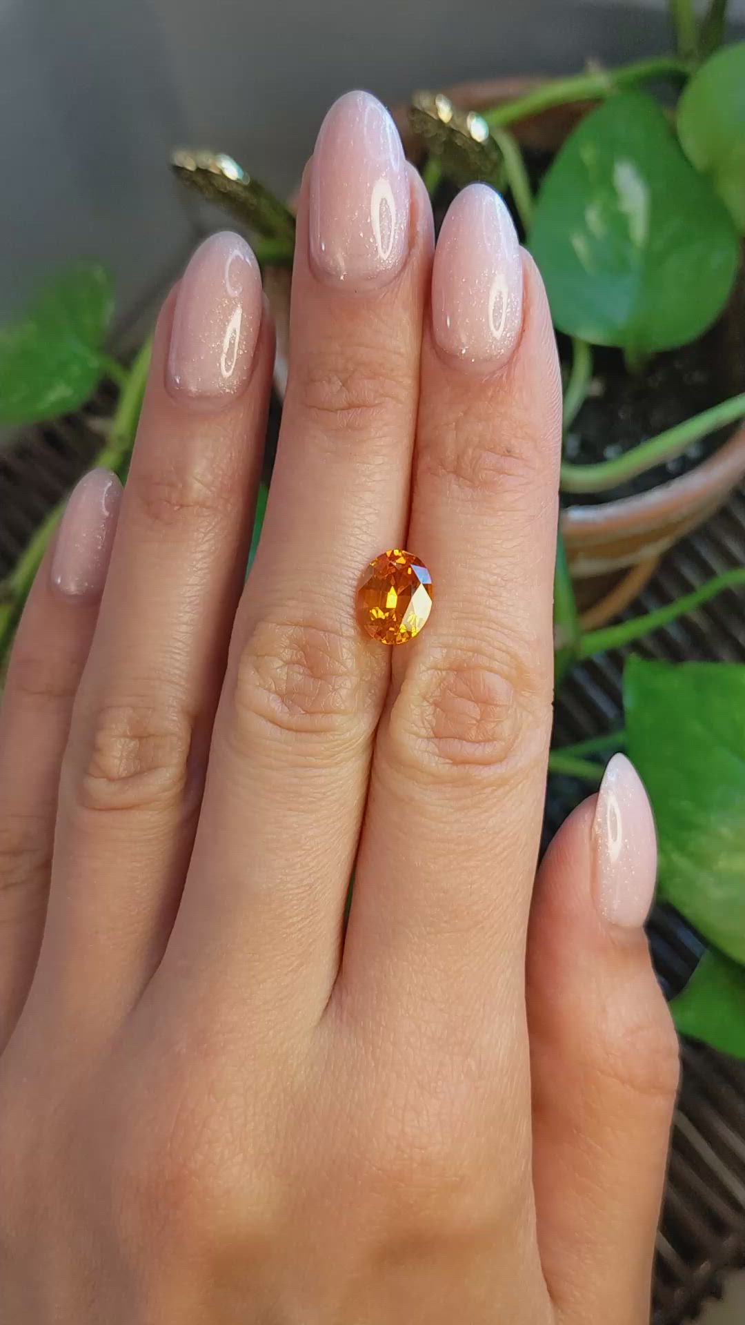 3.07 Ct. Orange Sapphire from Ceylon (Sri Lanka) Size Video
