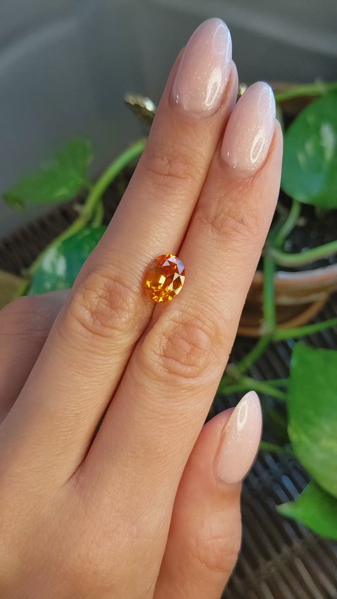 3.07 Ct. Orange Sapphire from Ceylon (Sri Lanka) Size Video