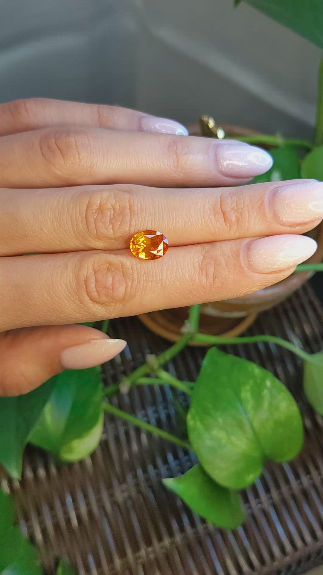 3.07 Ct. Orange Sapphire from Ceylon (Sri Lanka) Size Video