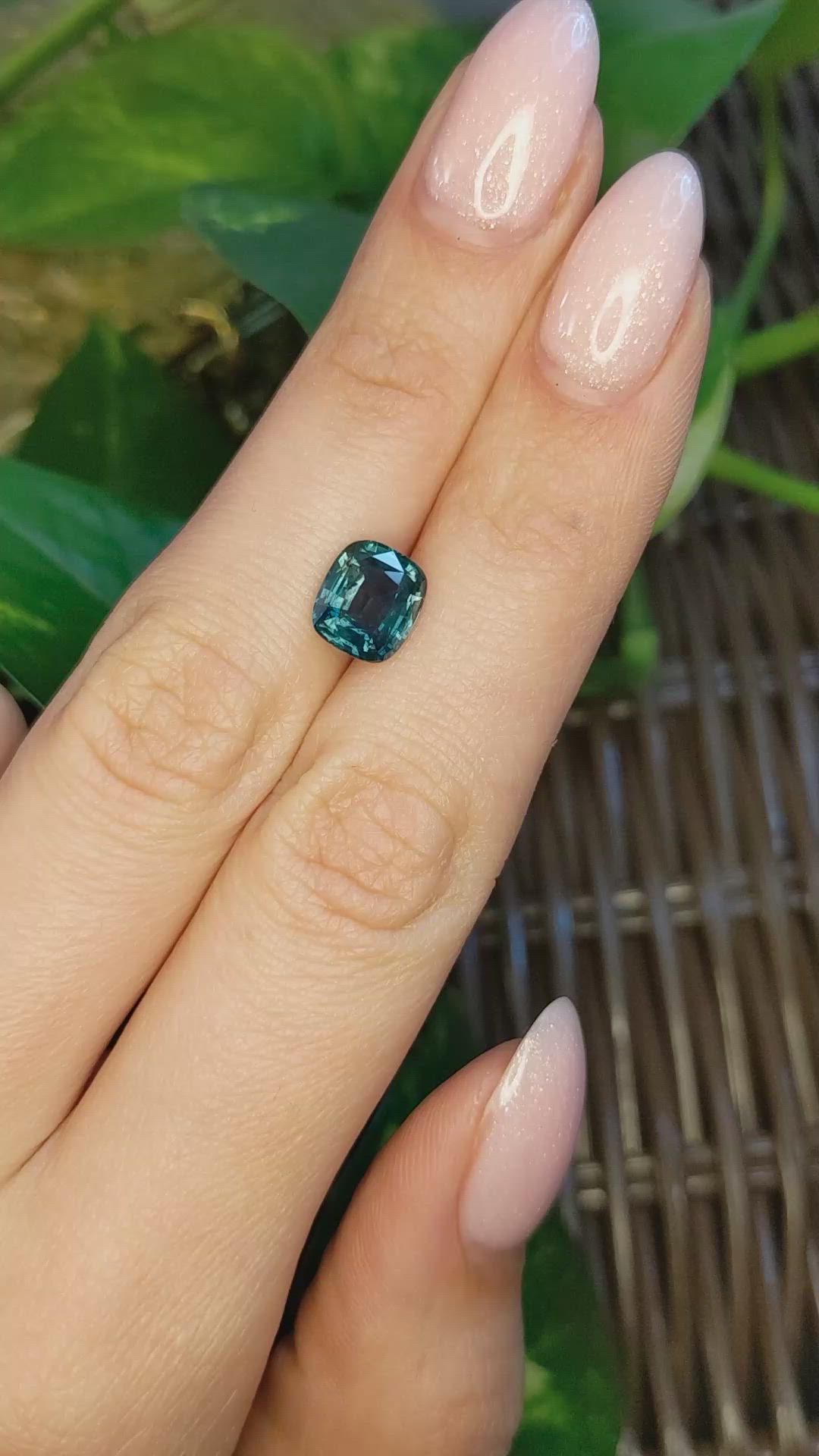 2.72 Ct. Bluish Green Sapphire from Montana Size Video