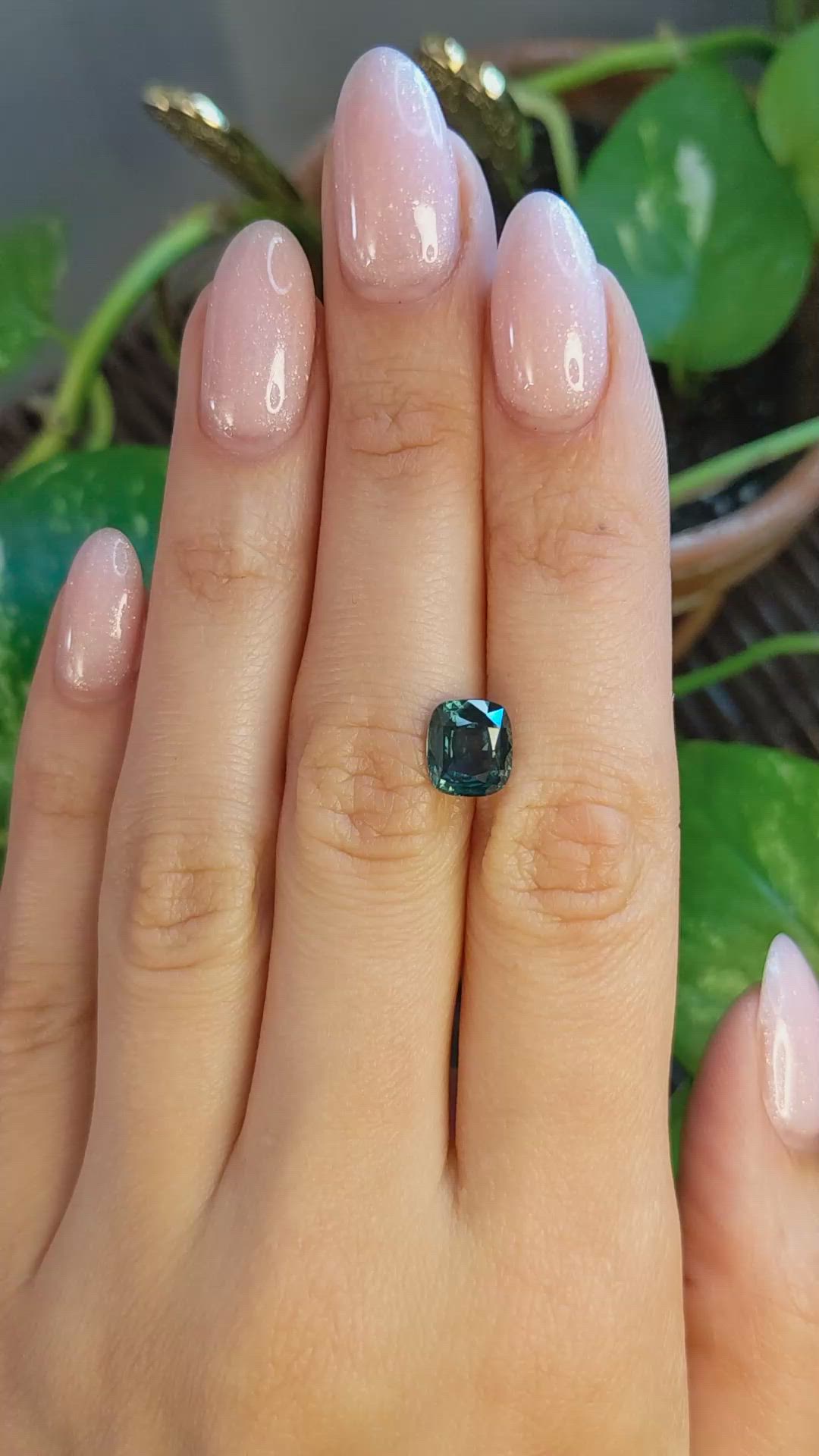 2.72 Ct. Bluish Green Sapphire from Montana Size Video