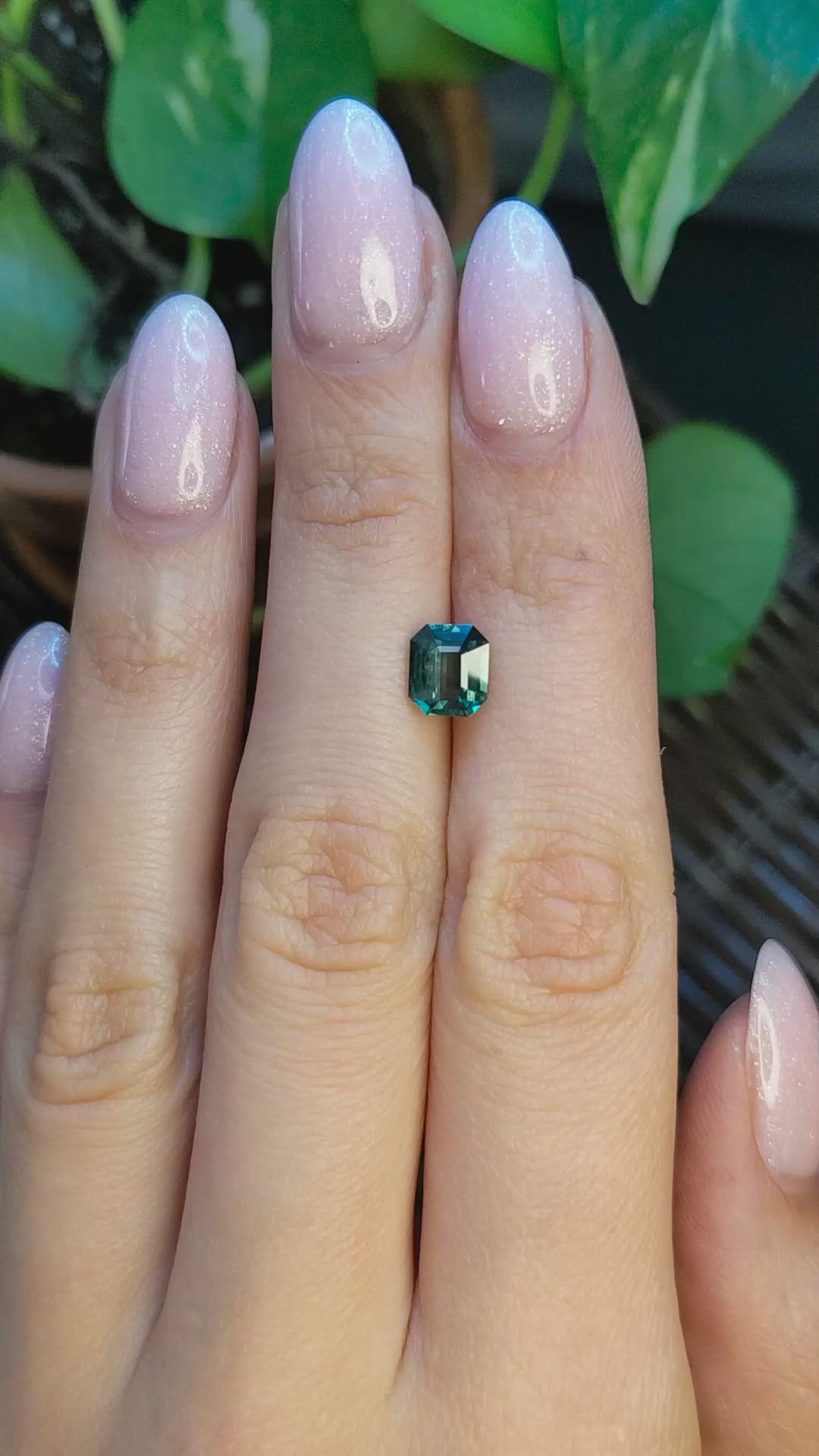 1.77 Ct. Bluish Green Sapphire from Montana Size Video
