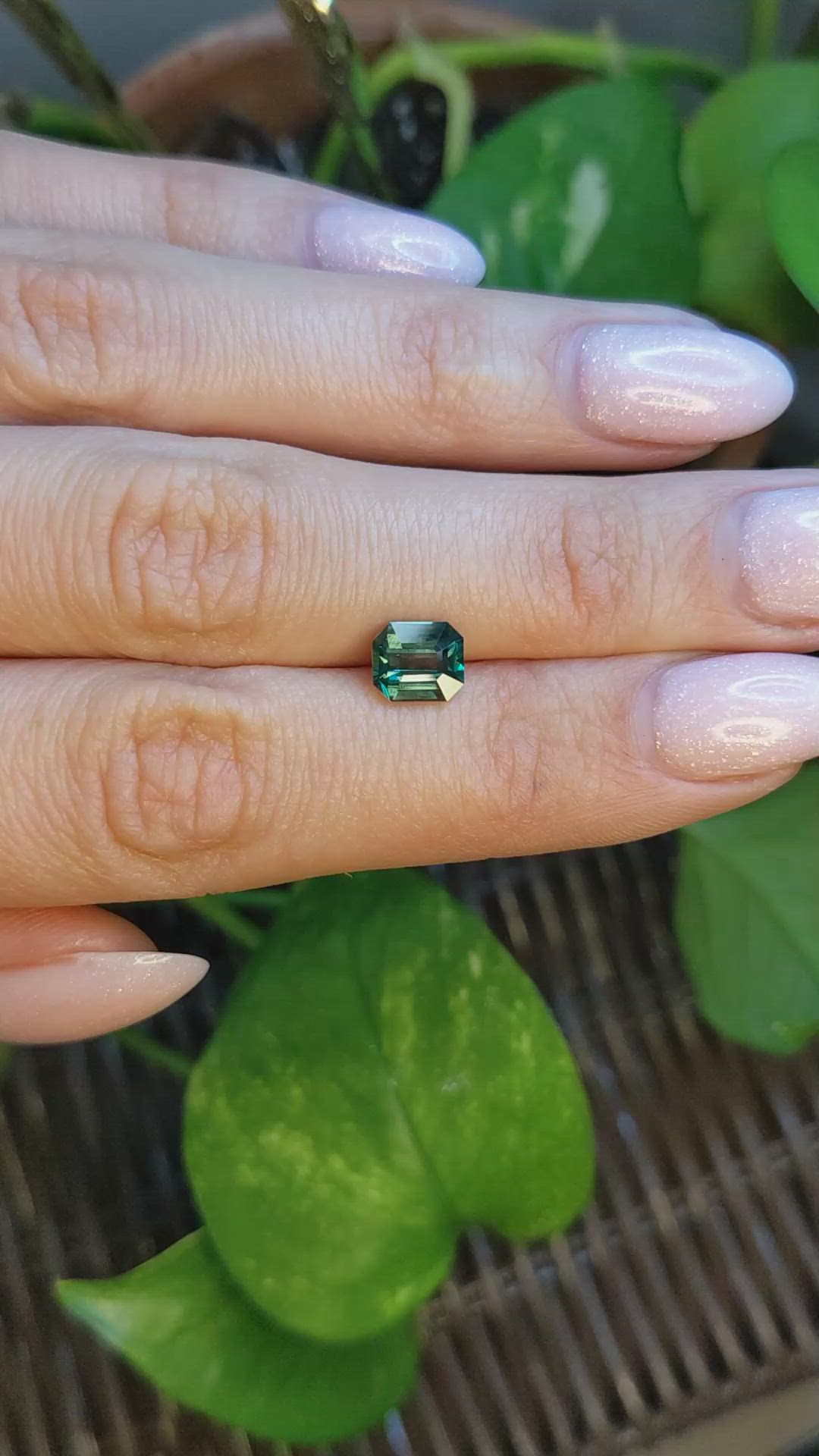 1.77 Ct. Bluish Green Sapphire from Montana Size Video