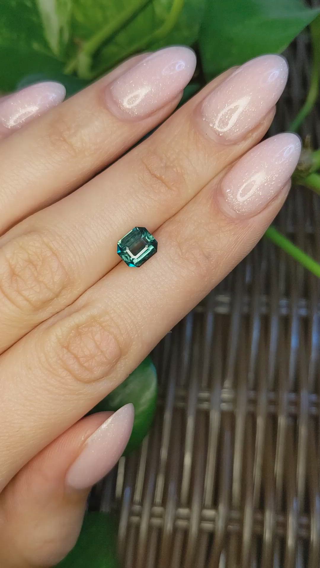 1.77 Ct. Bluish Green Sapphire from Montana Size Video