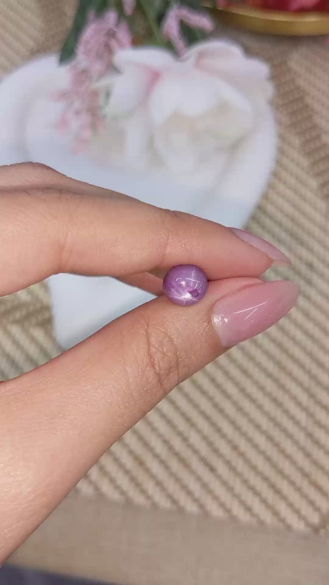 5.11 Ct. Purple Star Sapphire from Ceylon (Sri Lanka) Size Video