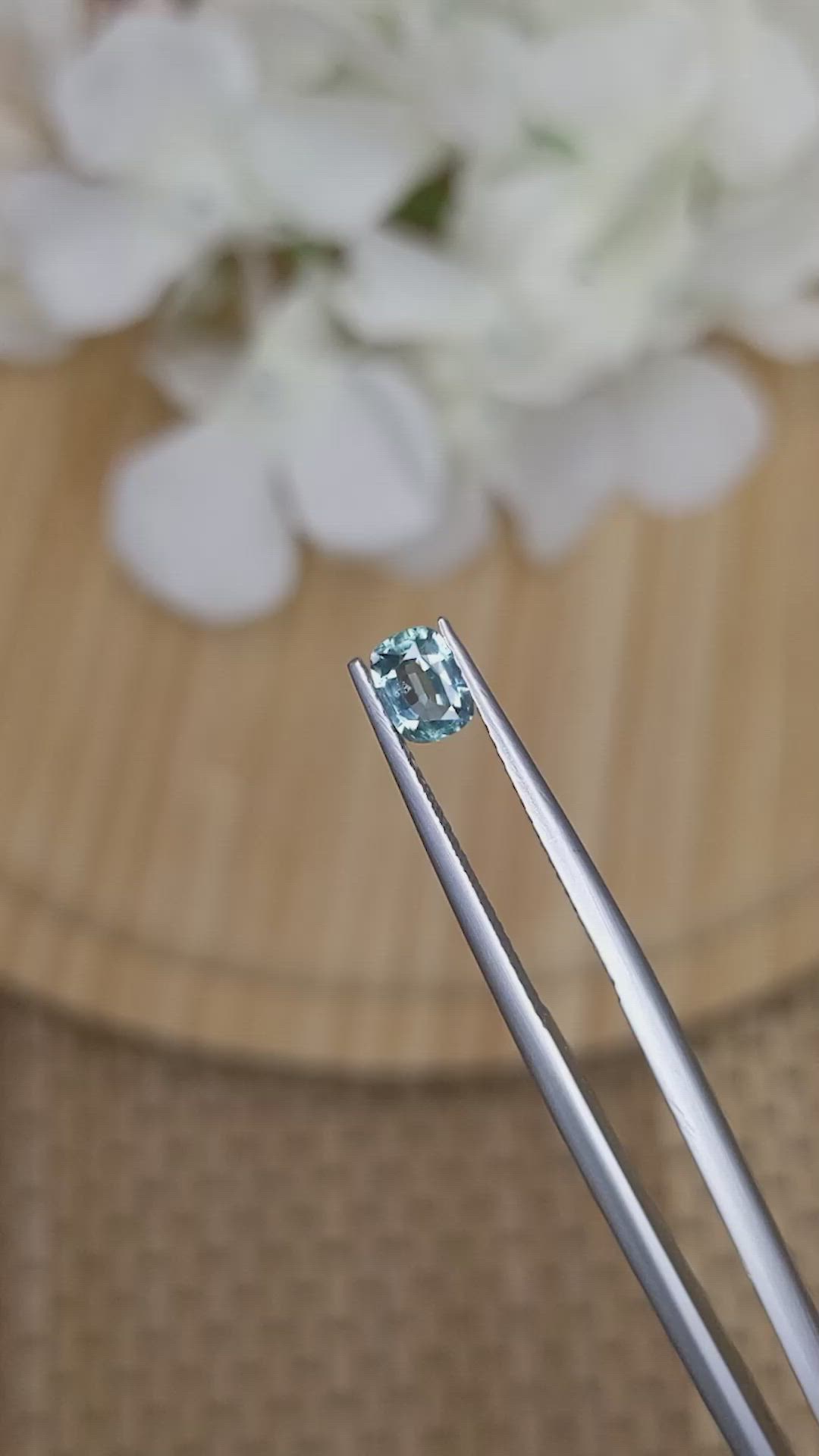 0.54 Ct. Bluish Green Sapphire from Ceylon (Sri Lanka) Size Video