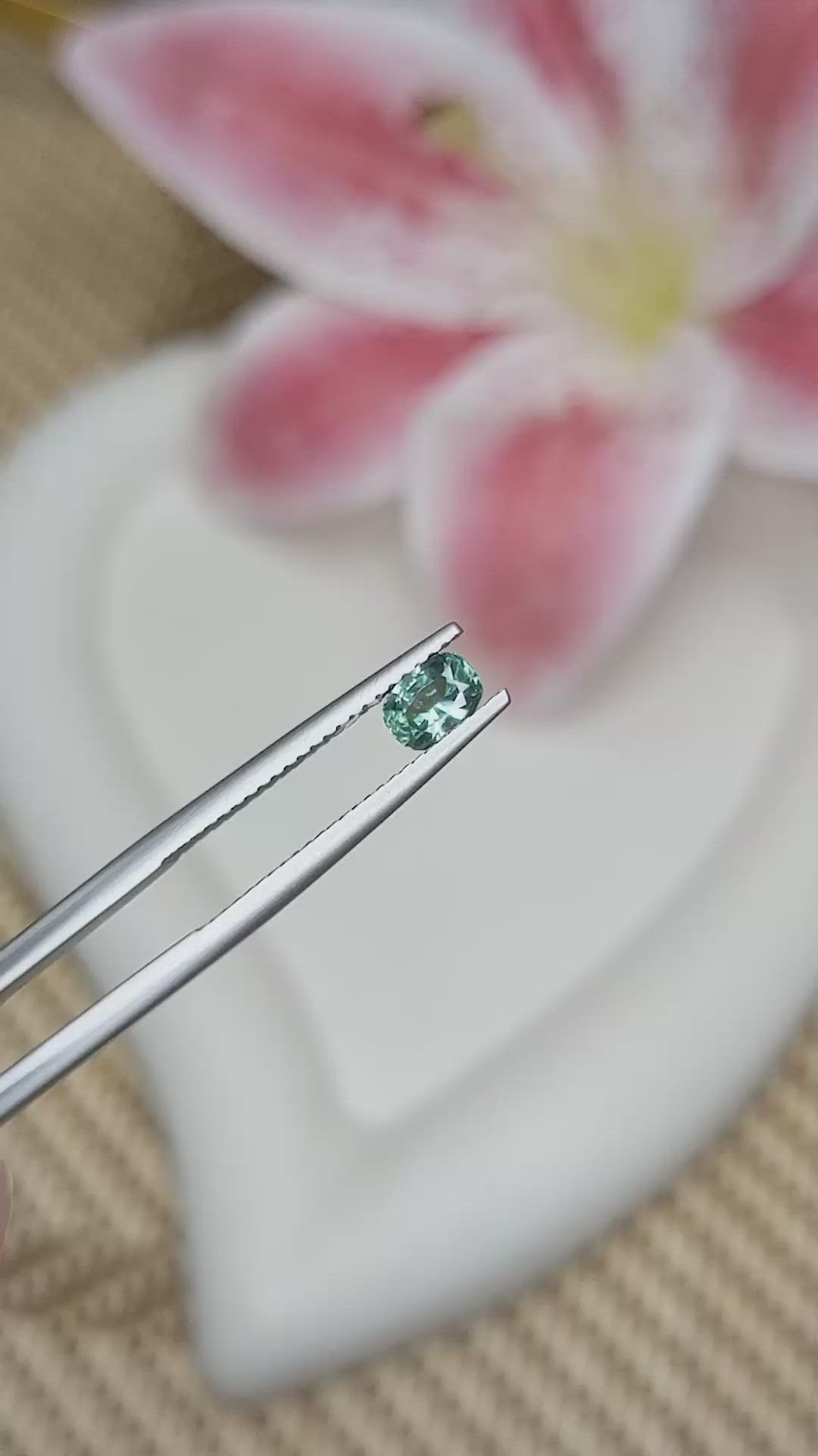 0.55 Ct. Bluish Green Sapphire from Ceylon (Sri Lanka) Size Video