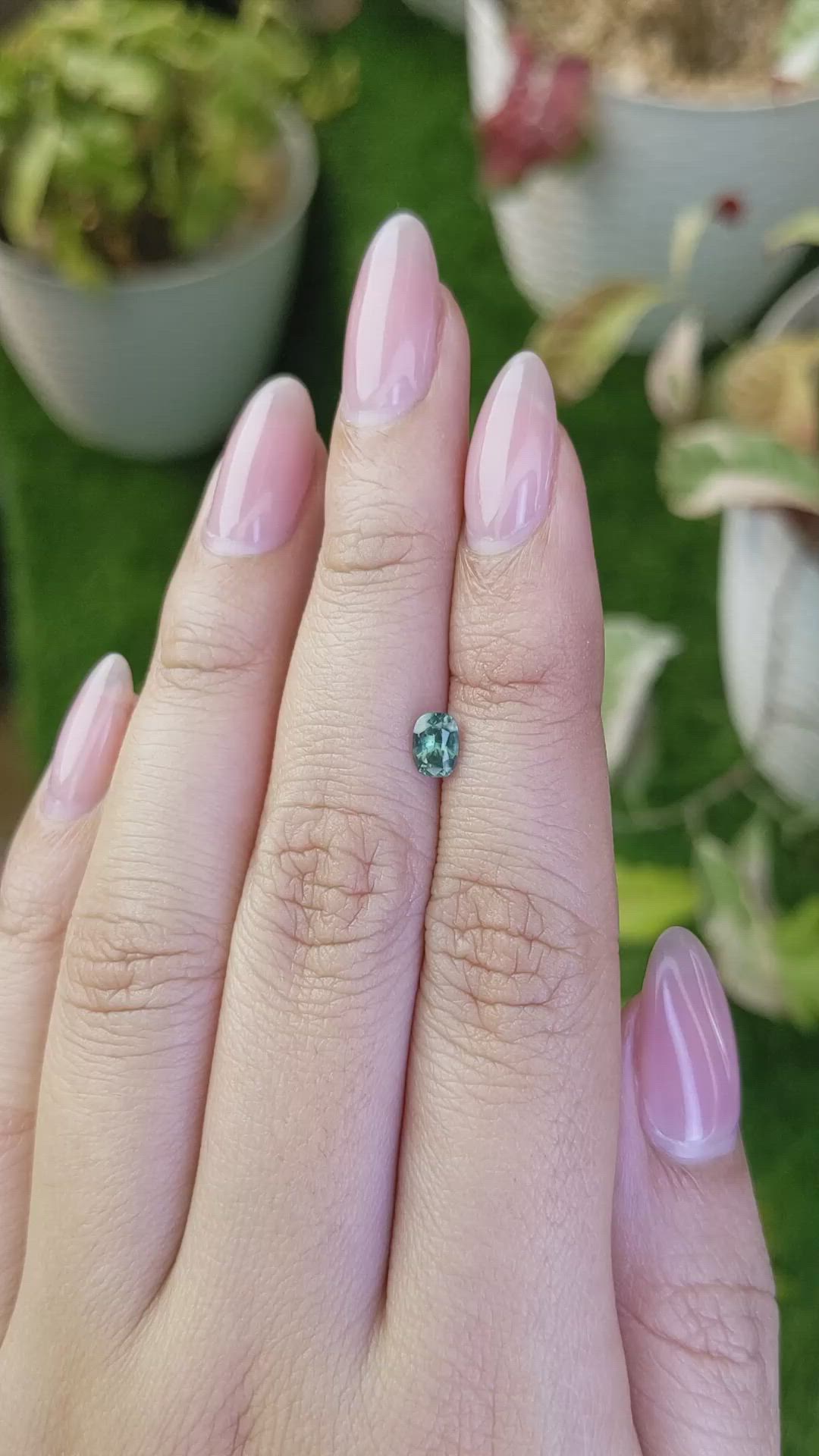 0.55 Ct. Bluish Green Sapphire from Ceylon (Sri Lanka) Size Video