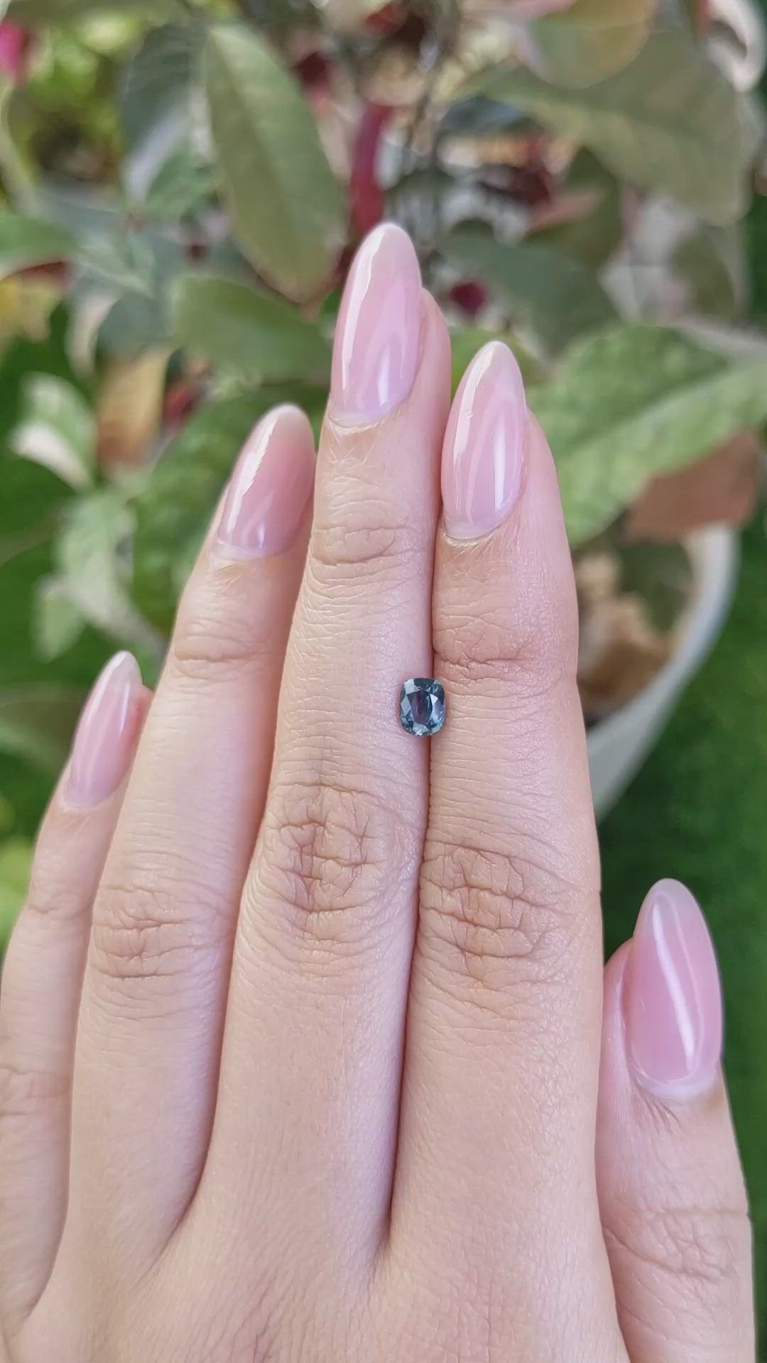 0.57 Ct. Greenish Blue Sapphire from Ceylon (Sri Lanka) Size Video