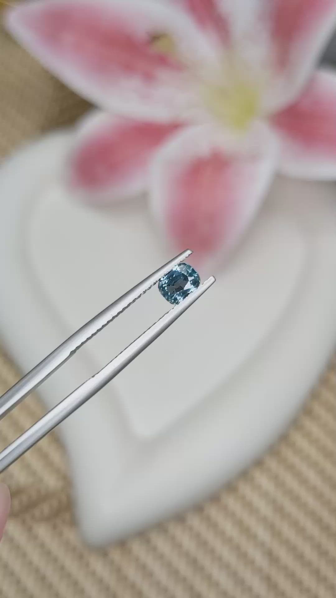 0.57 Ct. Greenish Blue Sapphire from Ceylon (Sri Lanka) Size Video