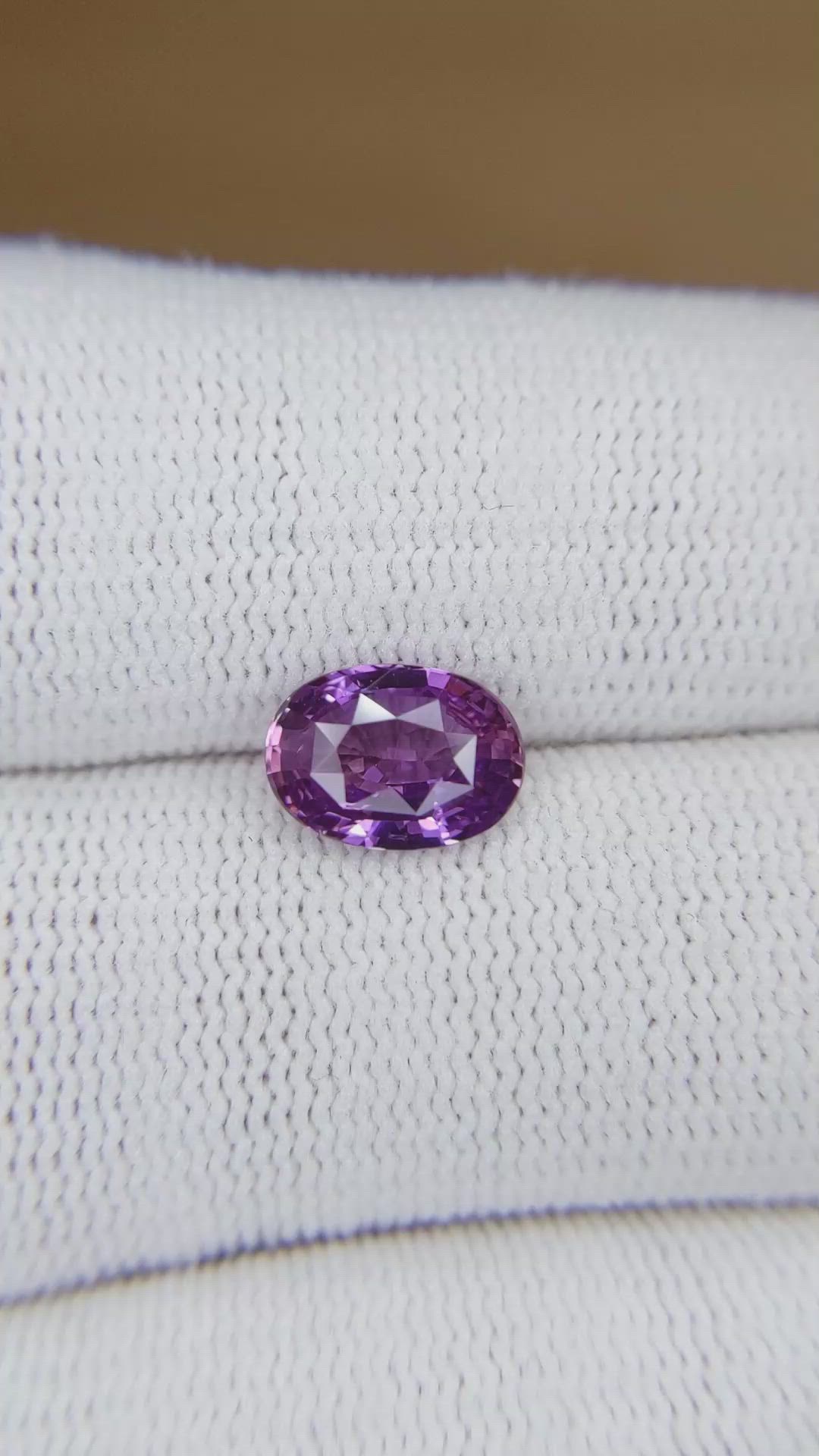 2.05 Ct. Pinkish Purple Sapphire from Madagascar Size Video