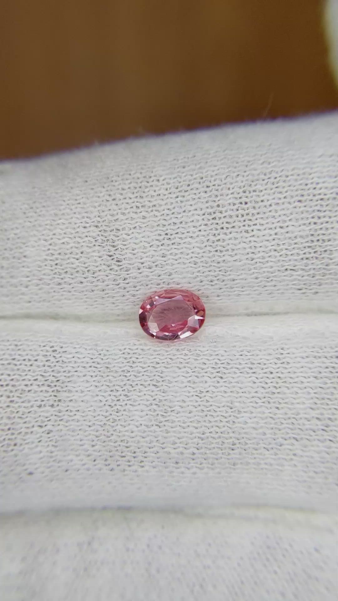 0.48 Ct. Reddish Pink Sapphire from Ceylon (Sri Lanka) Size Video