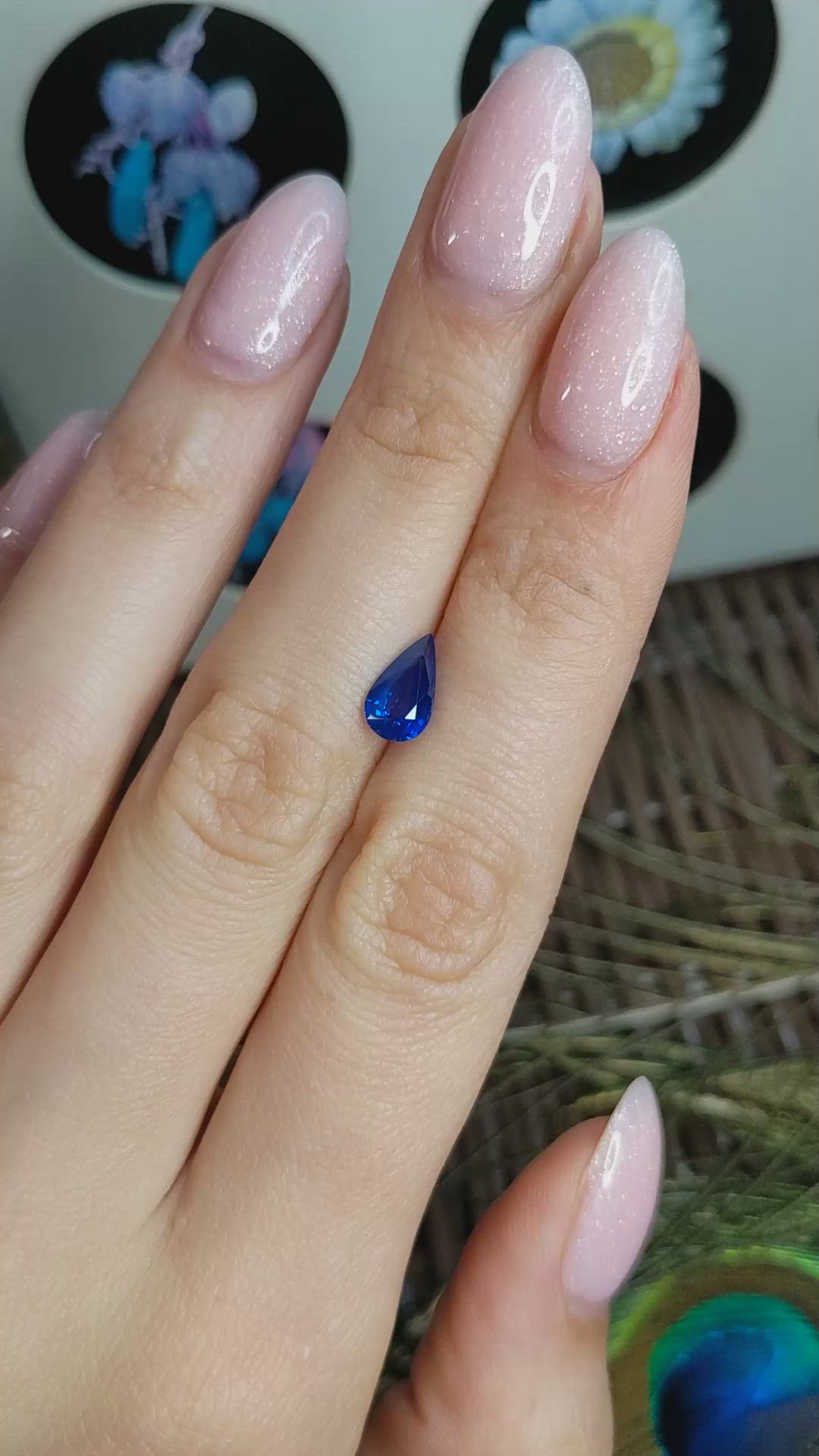 1.38 Ct. Blue Sapphire from Ceylon (Sri Lanka) Size Video