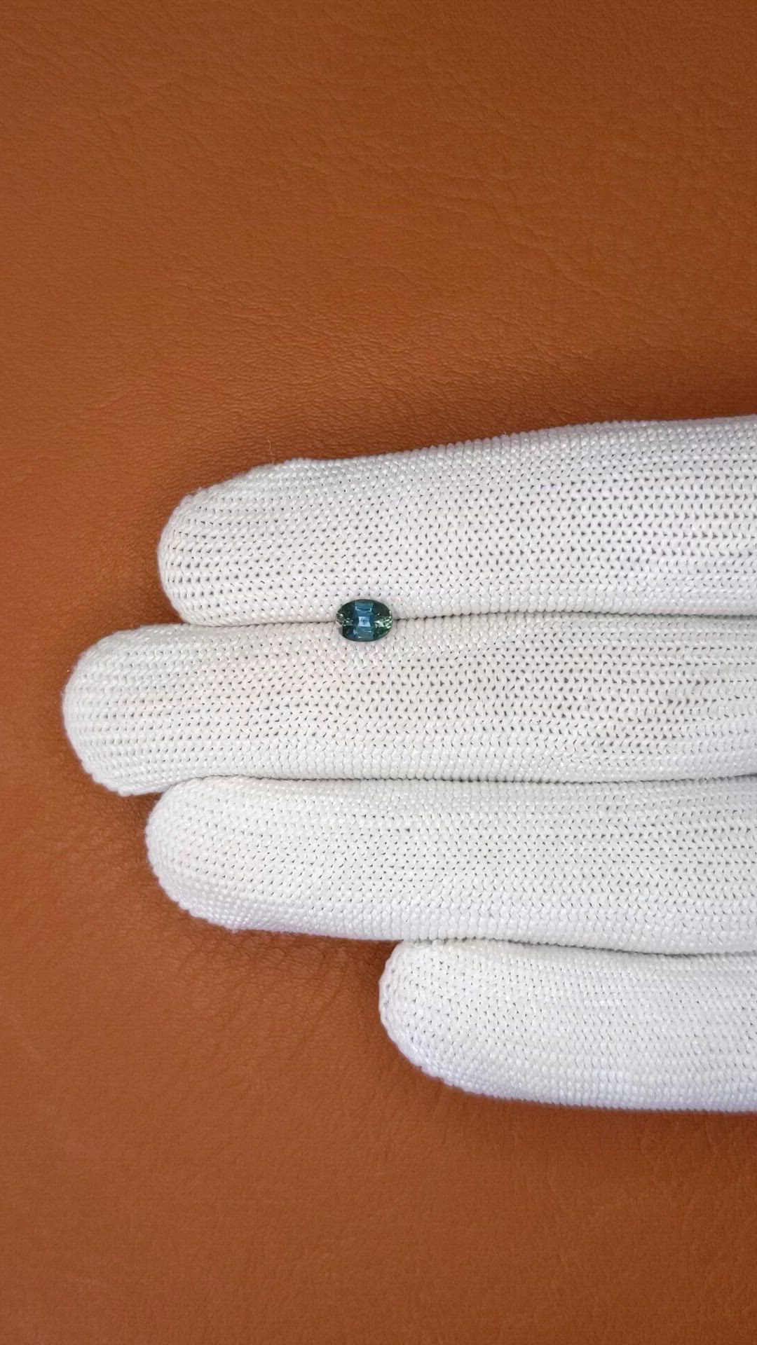 0.65 Ct. Bluish Green Sapphire from Ceylon (Sri Lanka) Size Video