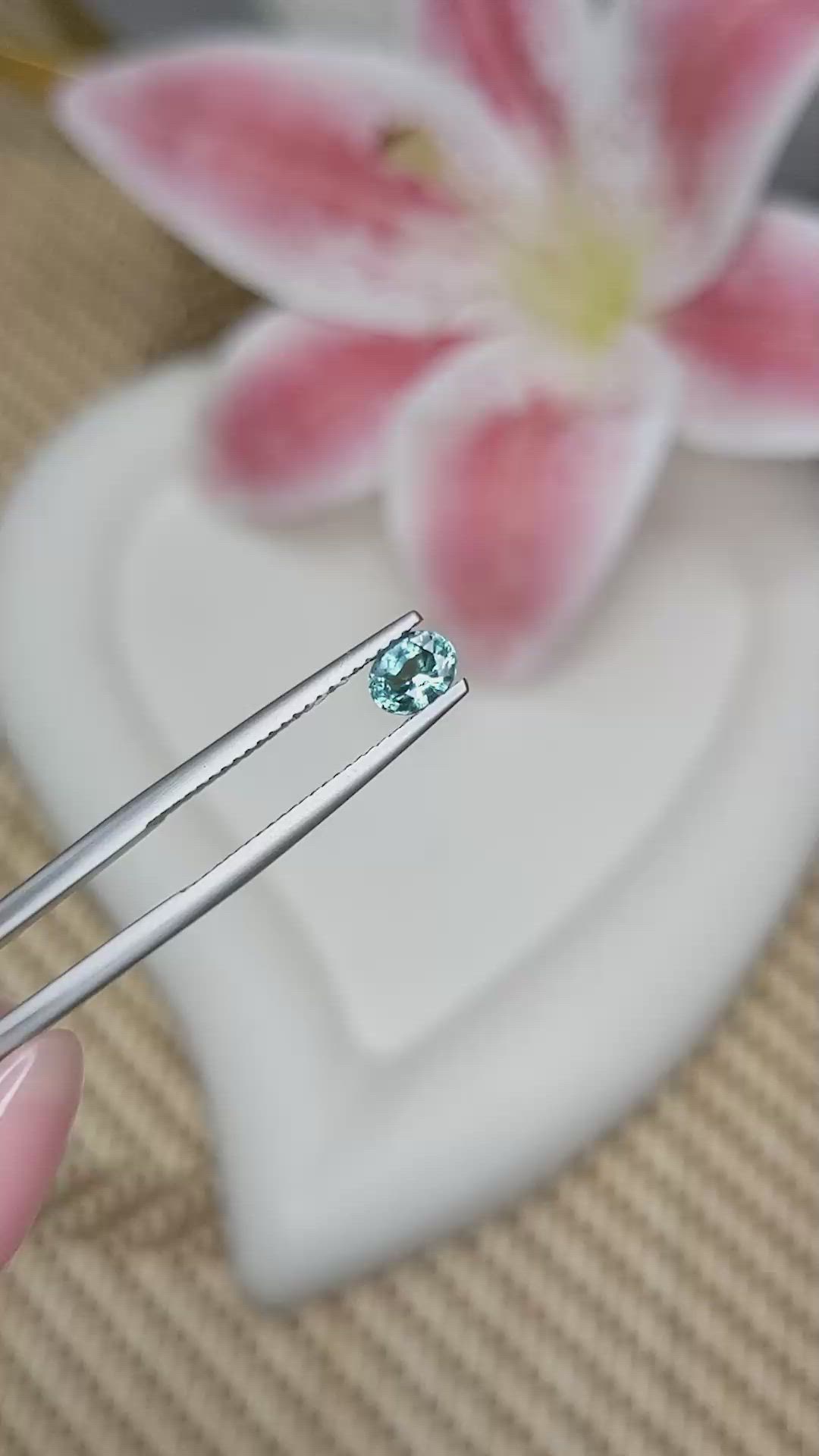 0.58 Ct. Bluish Green Sapphire from Ceylon (Sri Lanka) Size Video