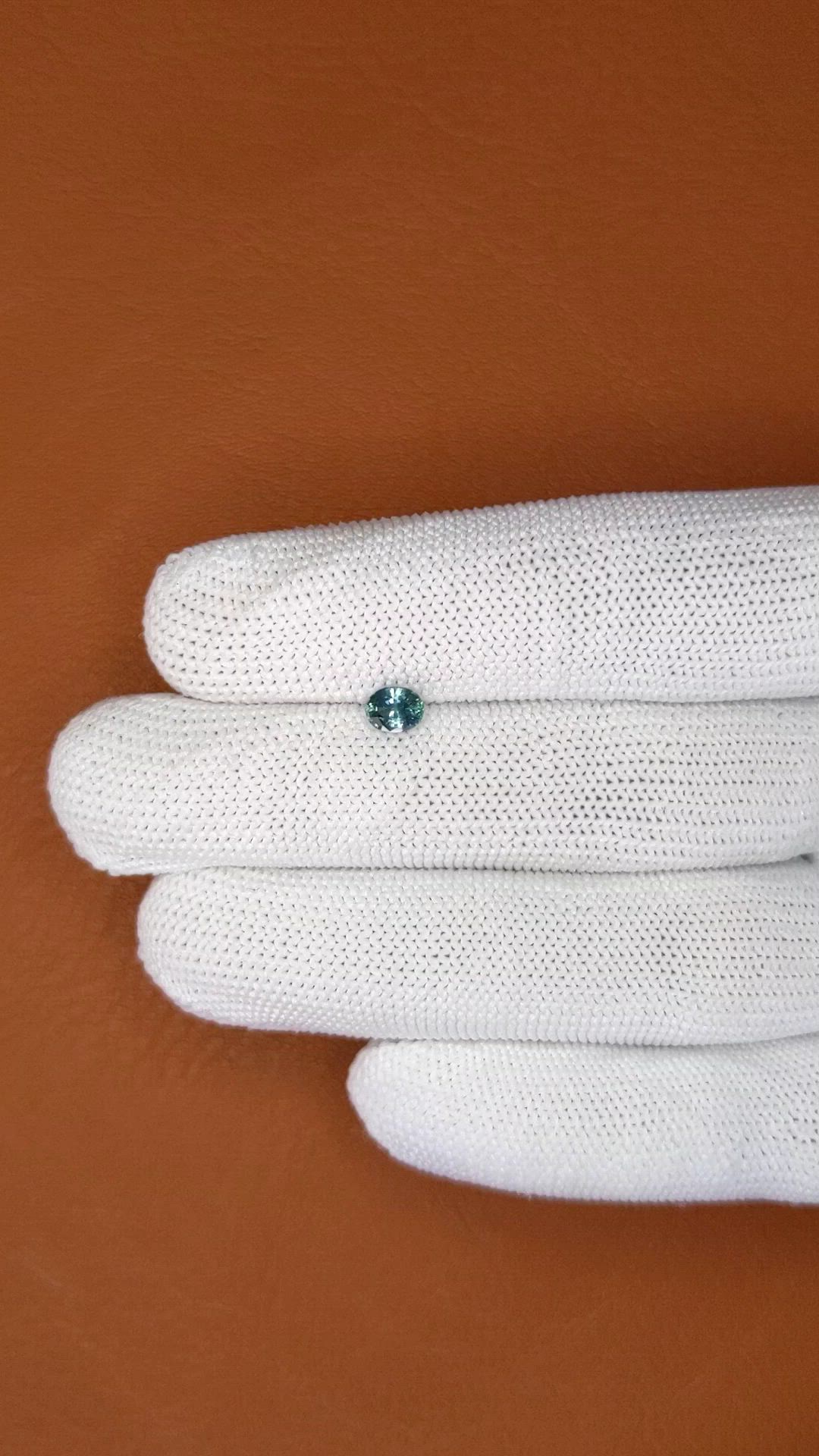0.58 Ct. Bluish Green Sapphire from Ceylon (Sri Lanka) Size Video