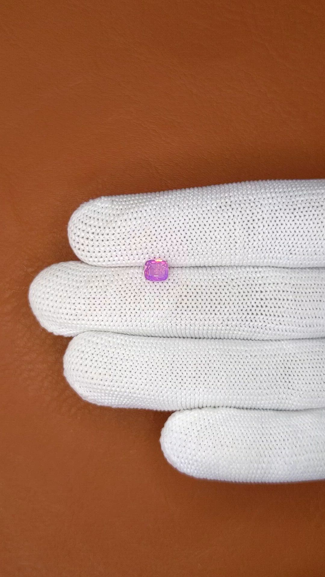 0.66 Ct. Pinkish Purple Sapphire from Ceylon (Sri Lanka) Size Video