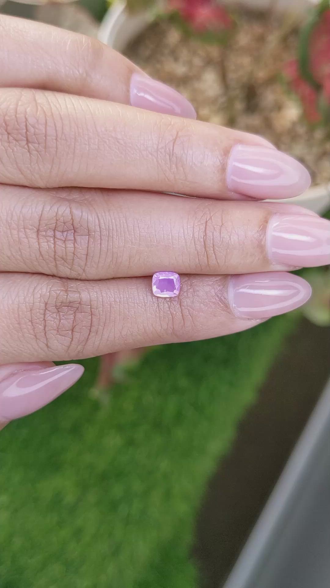 0.66 Ct. Pinkish Purple Sapphire from Ceylon (Sri Lanka) Size Video