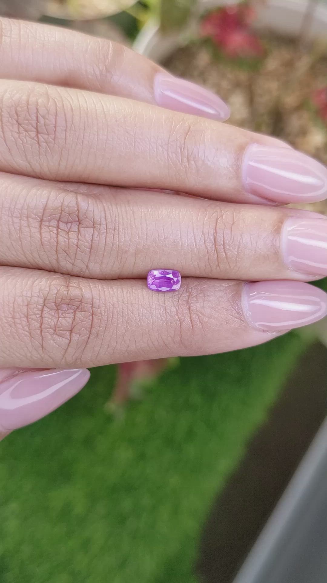 0.54 Ct. Pinkish Purple Sapphire from Ceylon (Sri Lanka) Size Video
