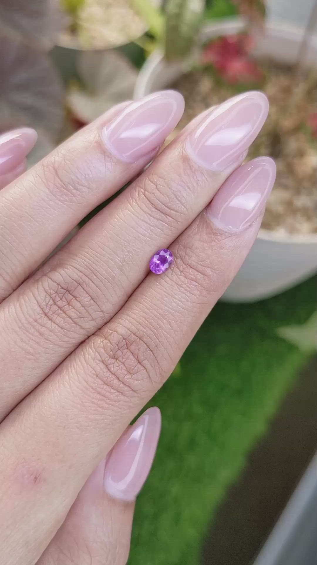 0.47 Ct. Pinkish Purple Sapphire from Ceylon (Sri Lanka) Size Video