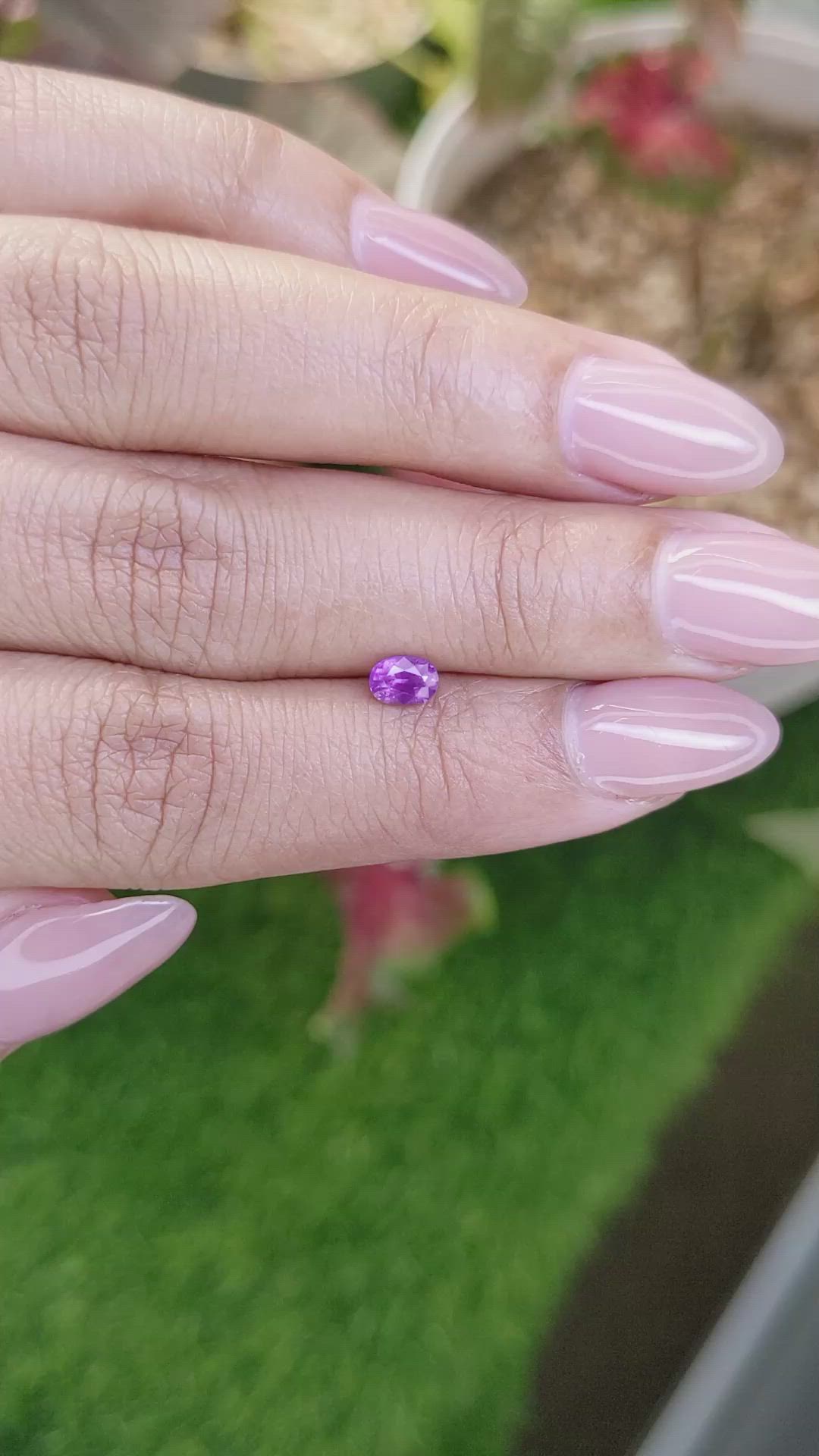 0.47 Ct. Pinkish Purple Sapphire from Ceylon (Sri Lanka) Size Video
