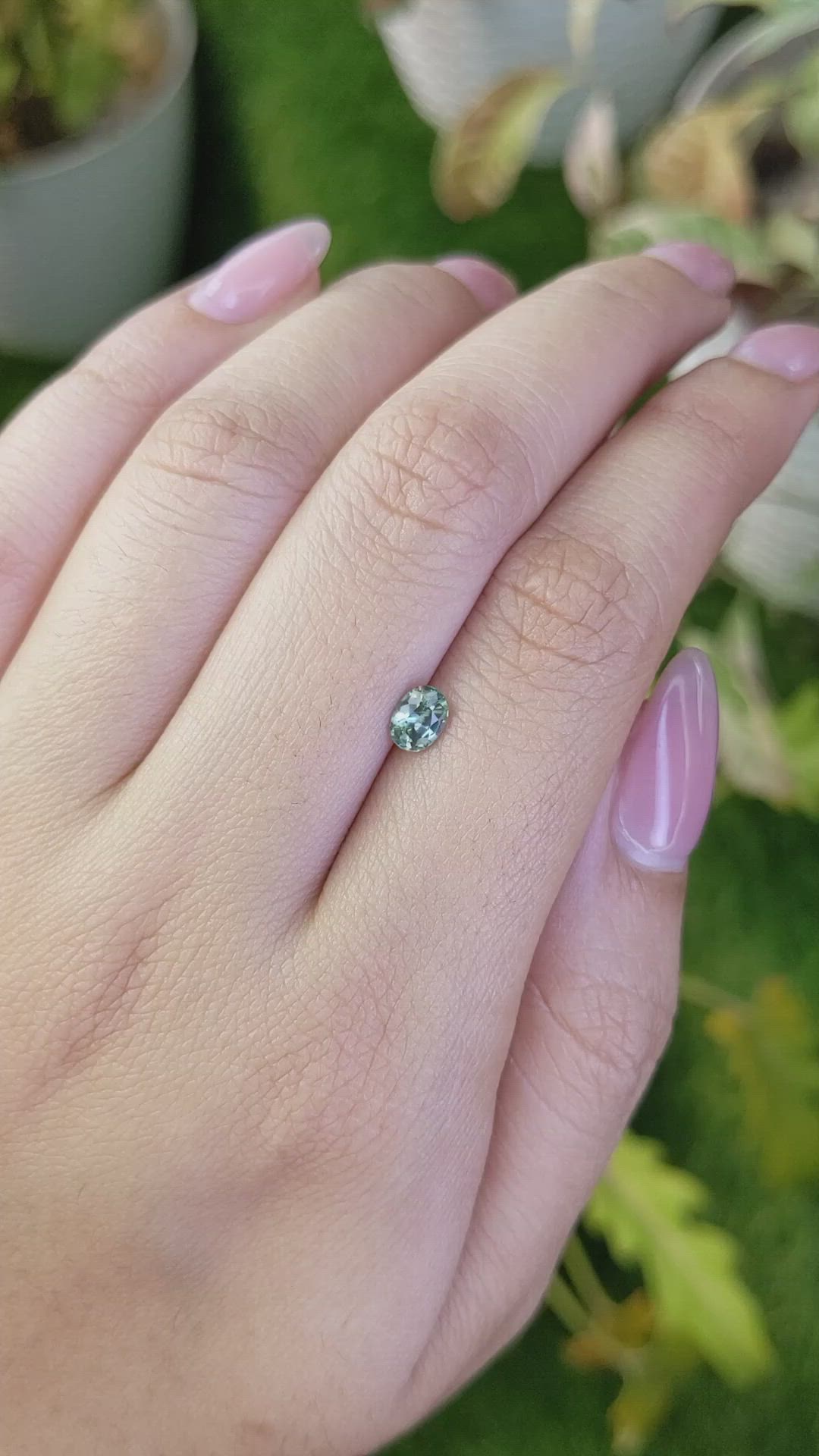 0.56 Ct. Bluish Green Sapphire from Ceylon (Sri Lanka) Size Video