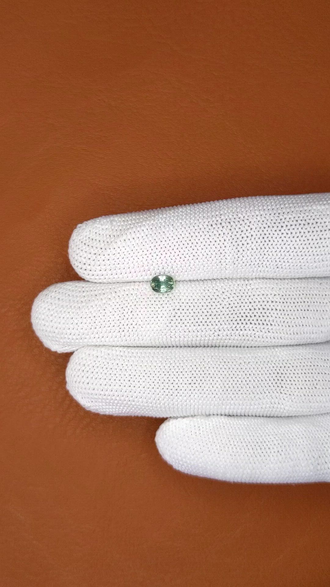 0.56 Ct. Bluish Green Sapphire from Ceylon (Sri Lanka) Size Video