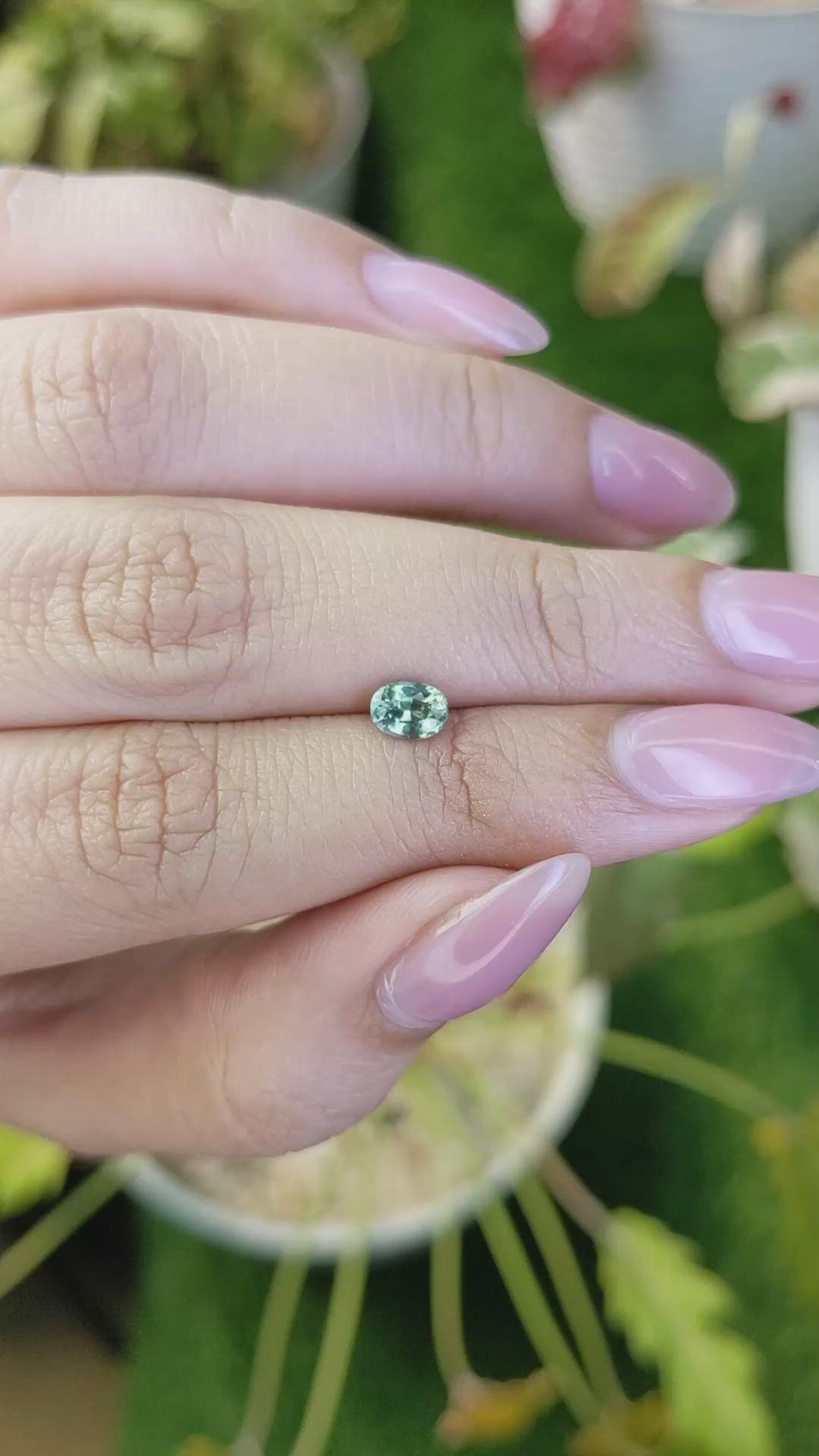 0.56 Ct. Bluish Green Sapphire from Ceylon (Sri Lanka) Size Video