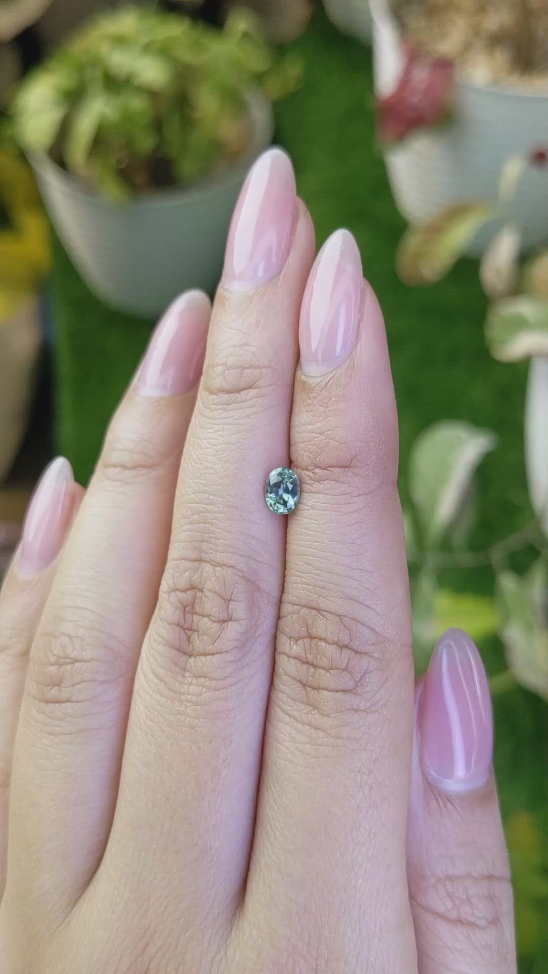 0.56 Ct. Bluish Green Sapphire from Ceylon (Sri Lanka) Size Video