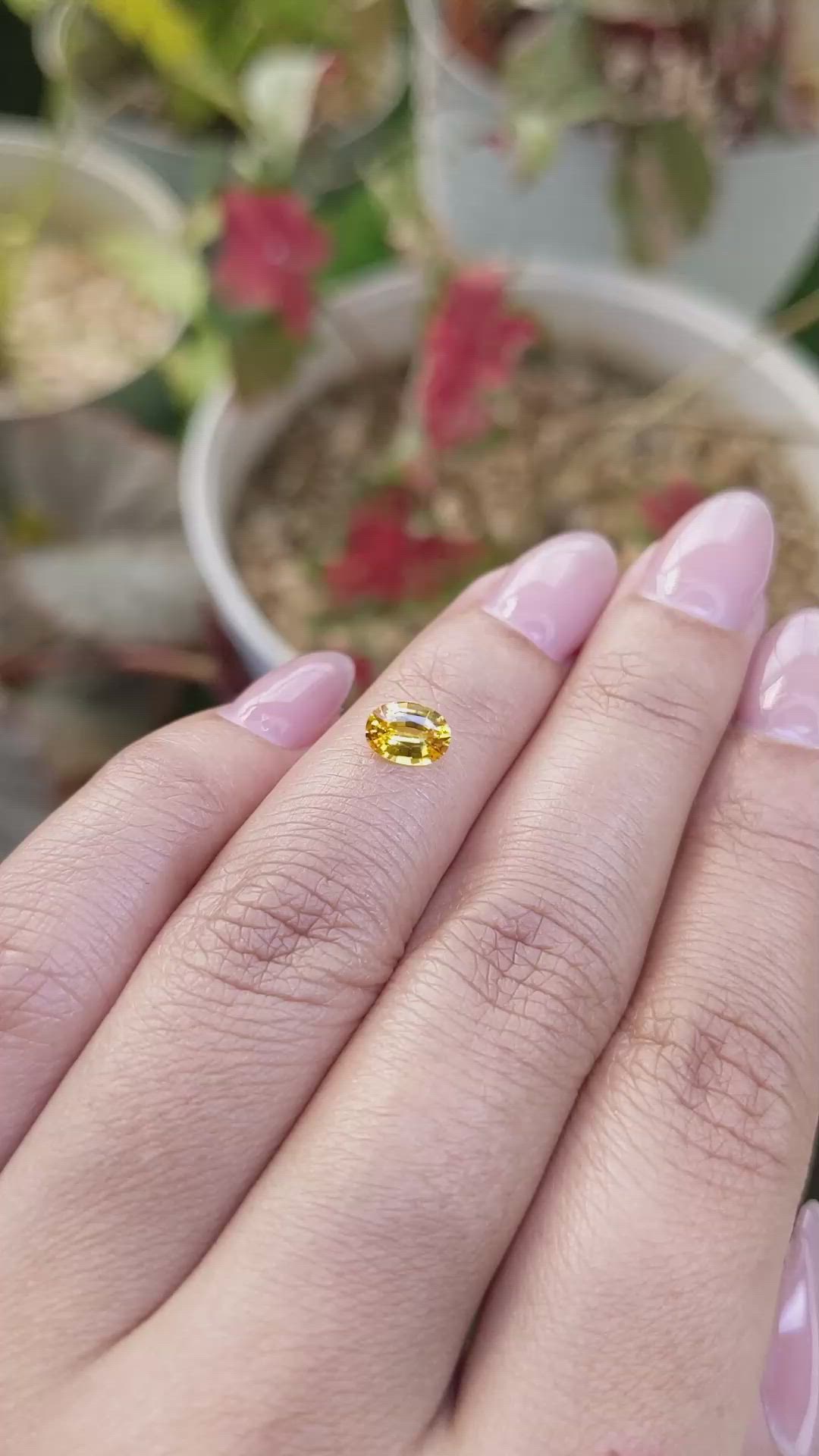 0.73 Ct. Orangish Yellow Sapphire from Ceylon (Sri Lanka) Size Video