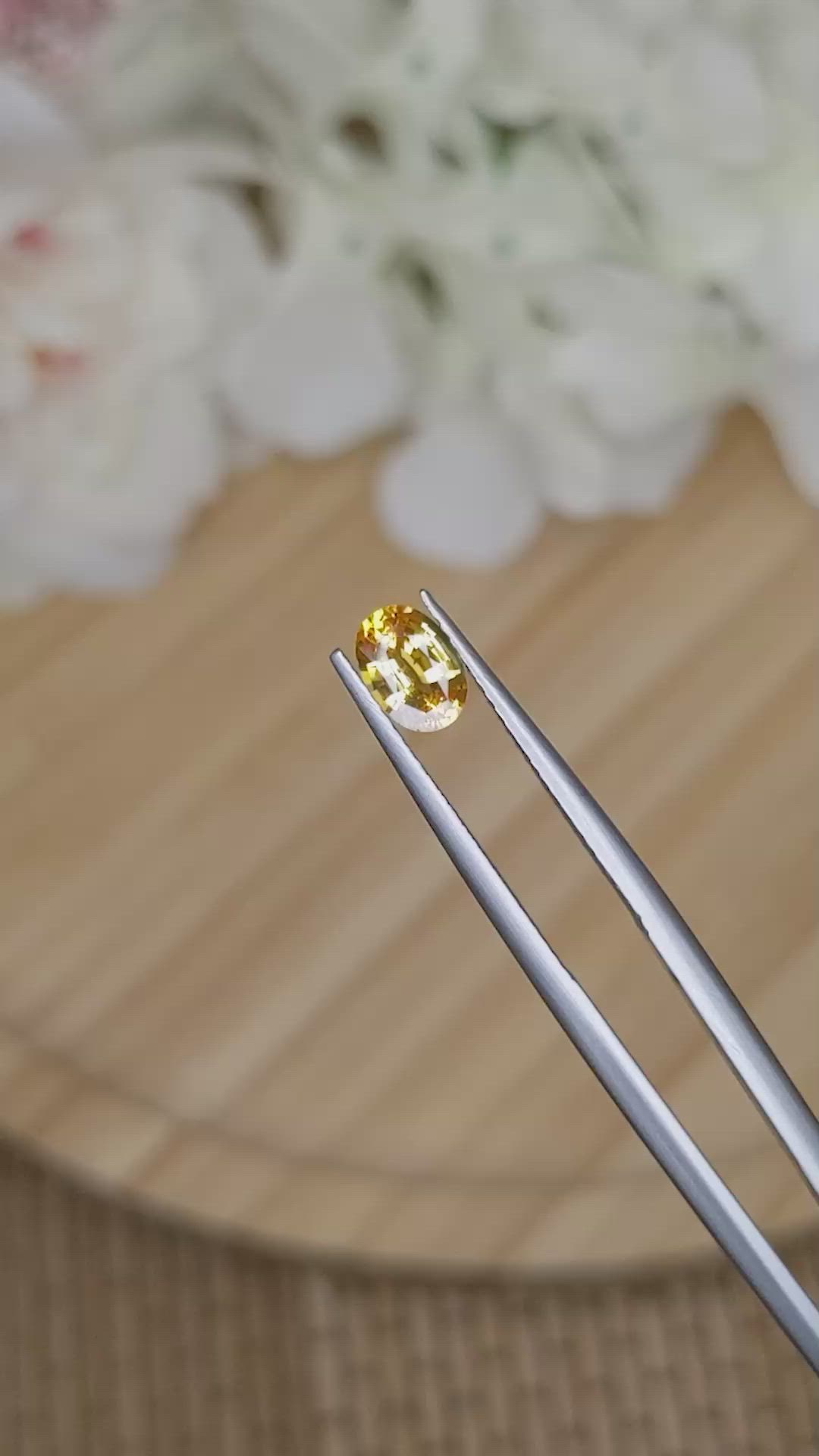 0.73 Ct. Orangish Yellow Sapphire from Ceylon (Sri Lanka) Size Video