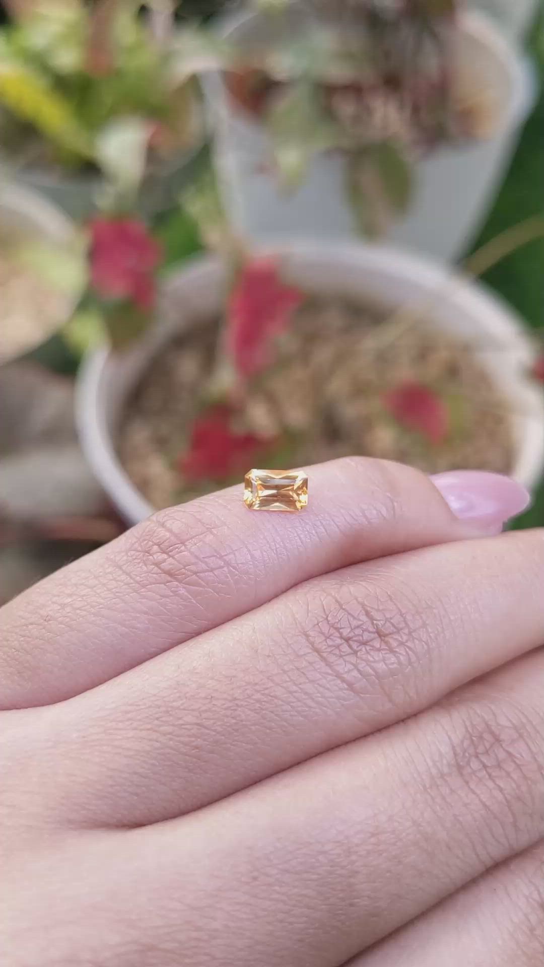 0.64 Ct. Orangish Yellow Sapphire from Ceylon (Sri Lanka) Size Video