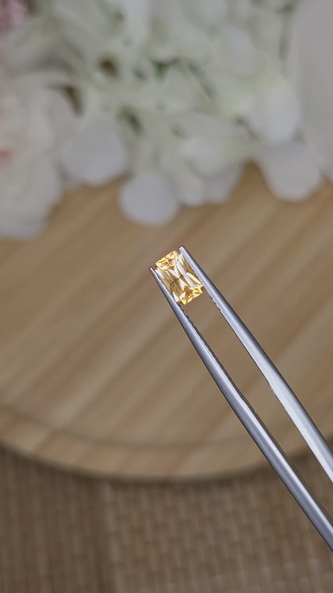 0.64 Ct. Orangish Yellow Sapphire from Ceylon (Sri Lanka) Size Video