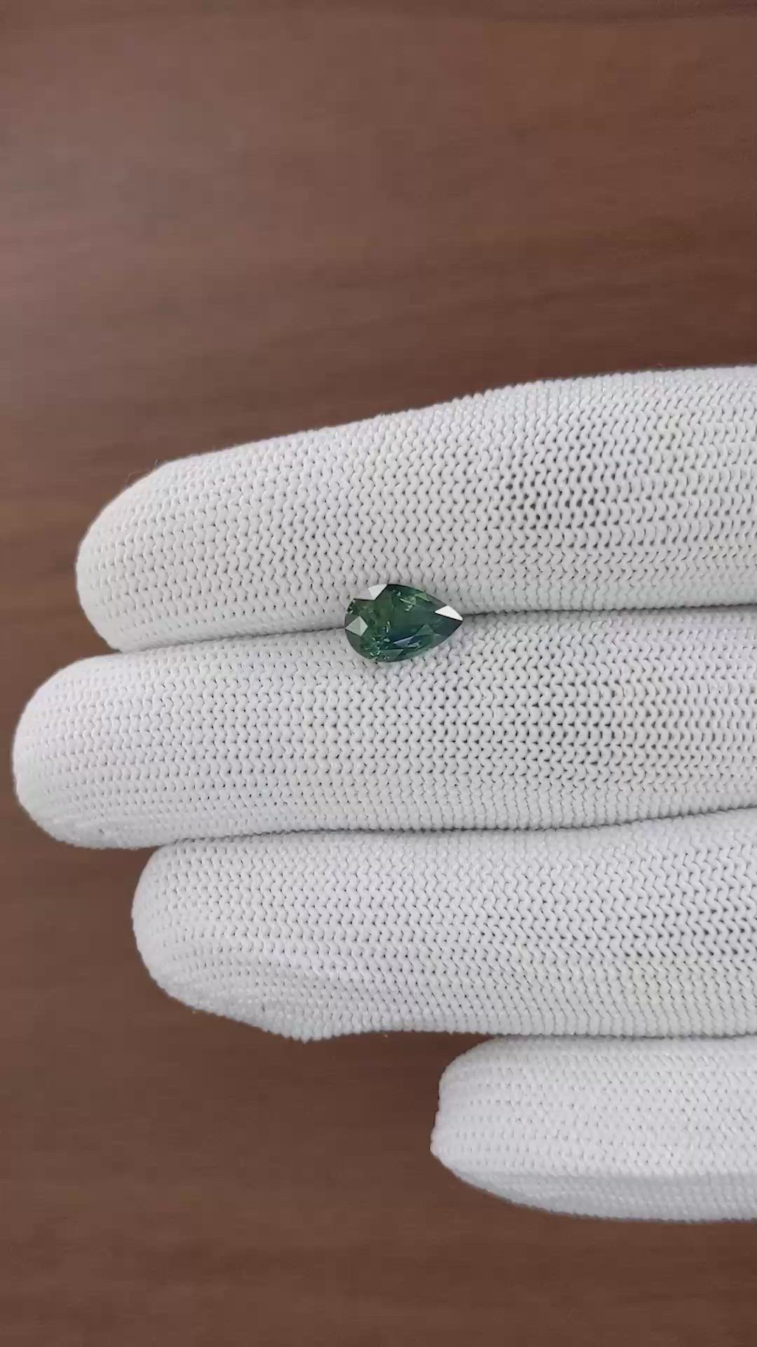 2.57 Ct. Bluish Green Sapphire from Madagascar Size Video