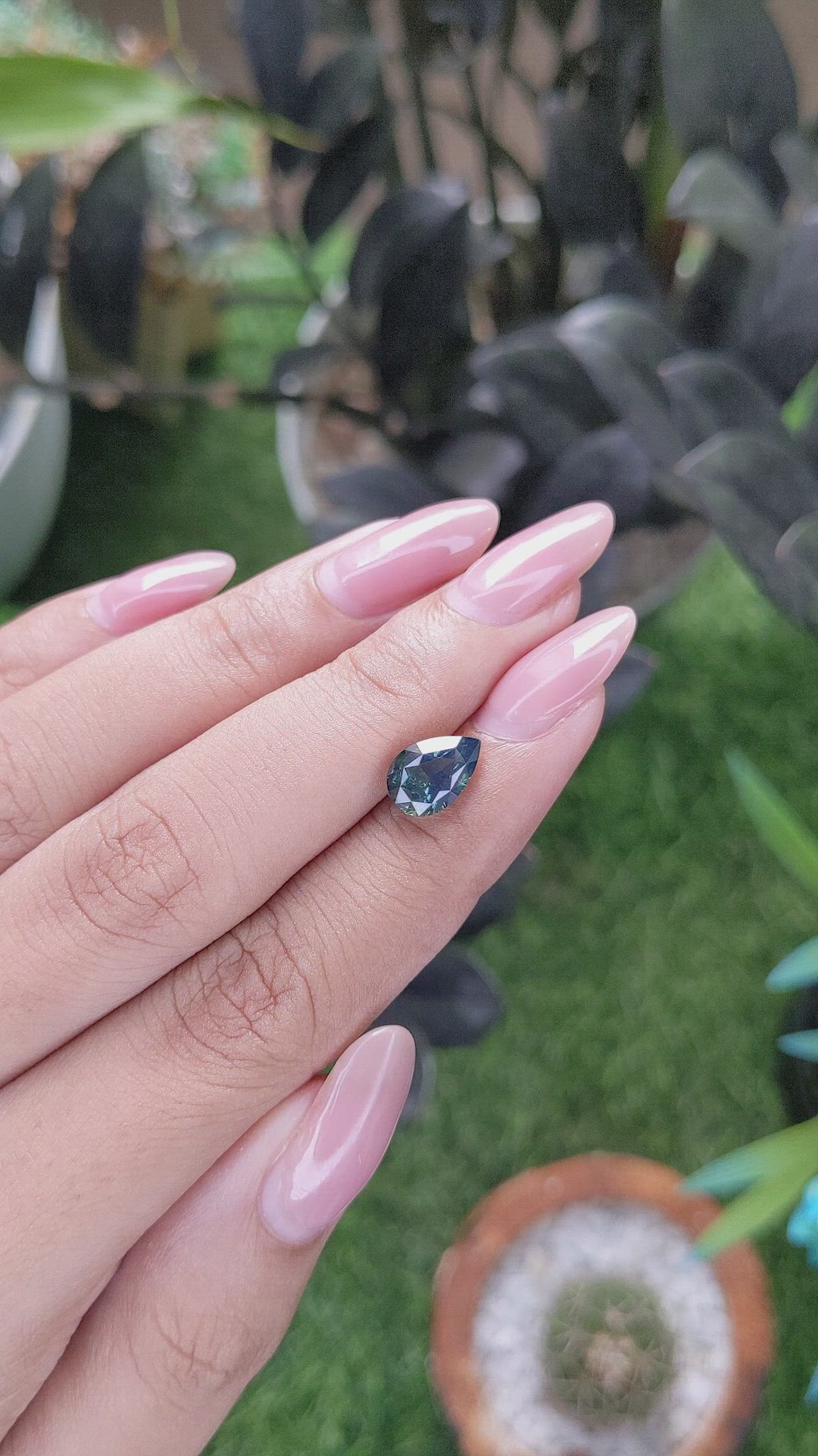 2.57 Ct. Bluish Green Sapphire from Madagascar Size Video