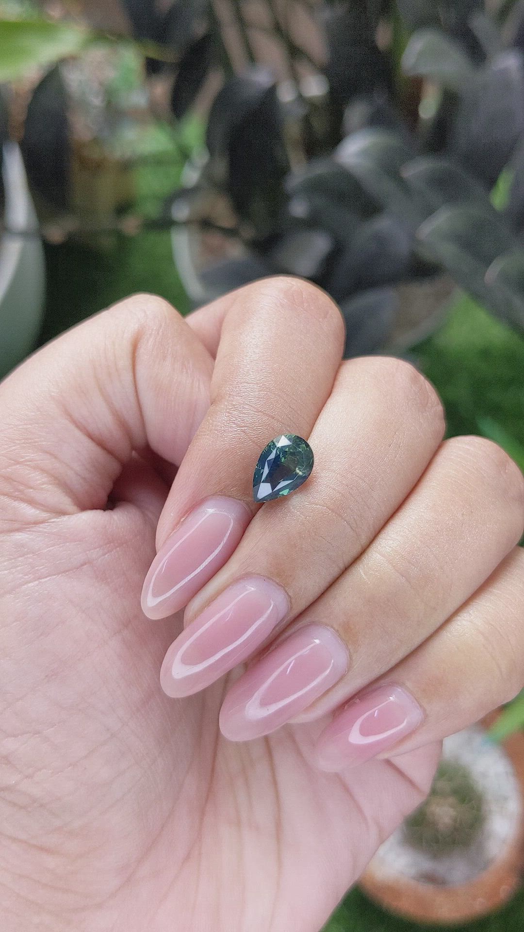2.57 Ct. Bluish Green Sapphire from Madagascar Size Video