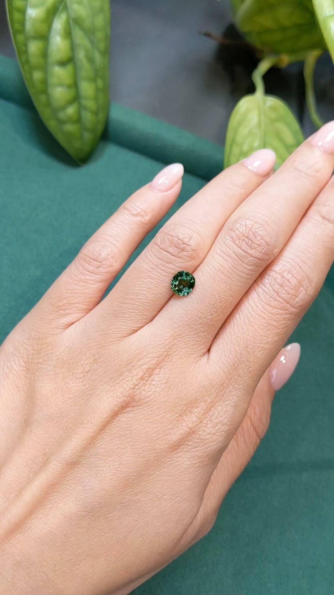 1.33 Ct. Bluish Green Sapphire from Madagascar Size Video