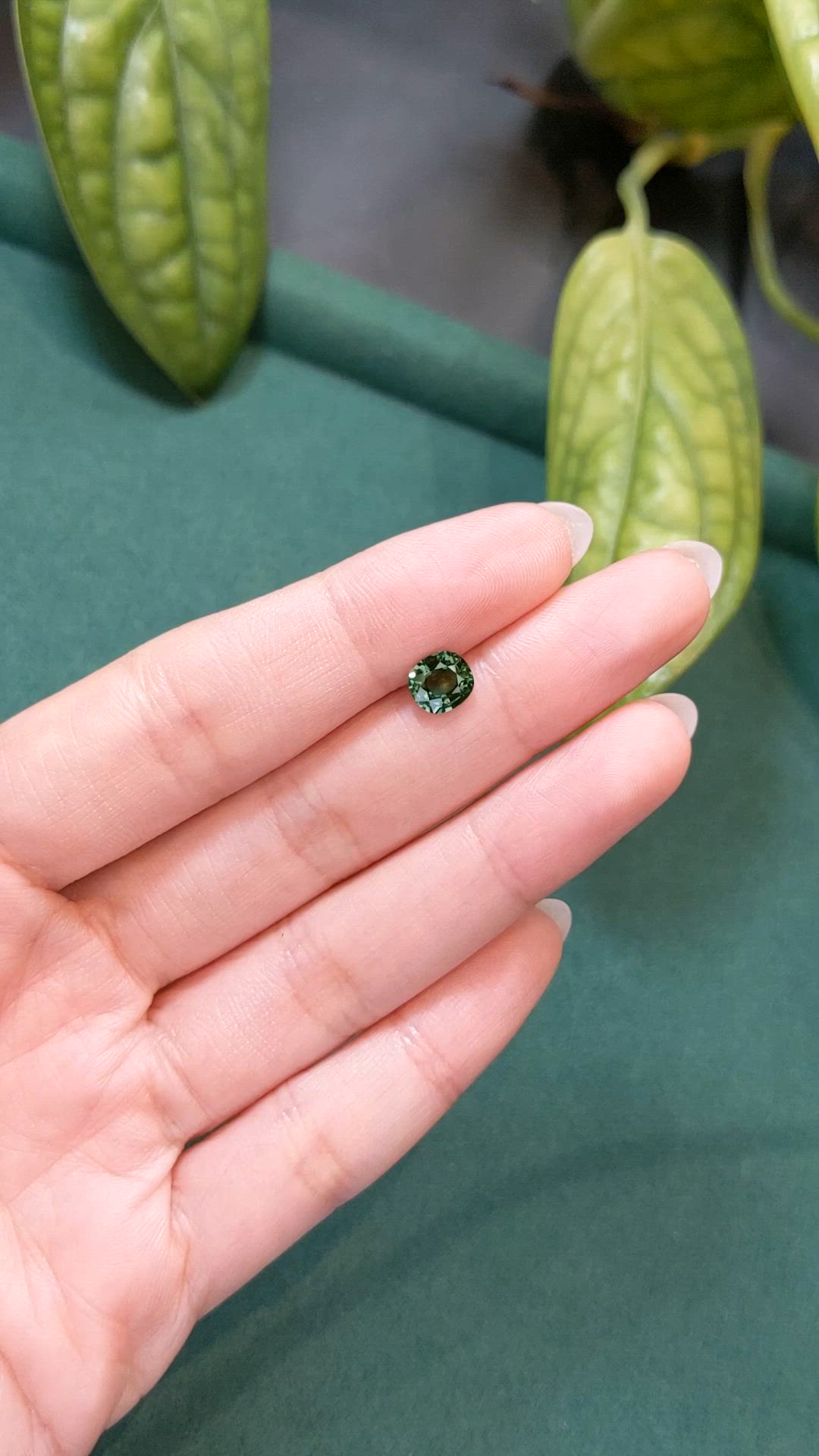 1.33 Ct. Bluish Green Sapphire from Madagascar Size Video