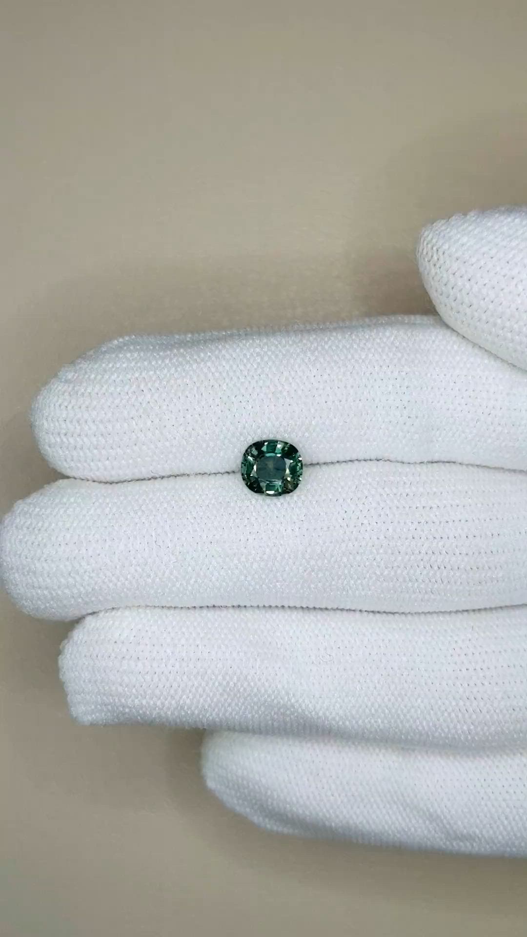 1.33 Ct. Bluish Green Sapphire from Madagascar Size Video
