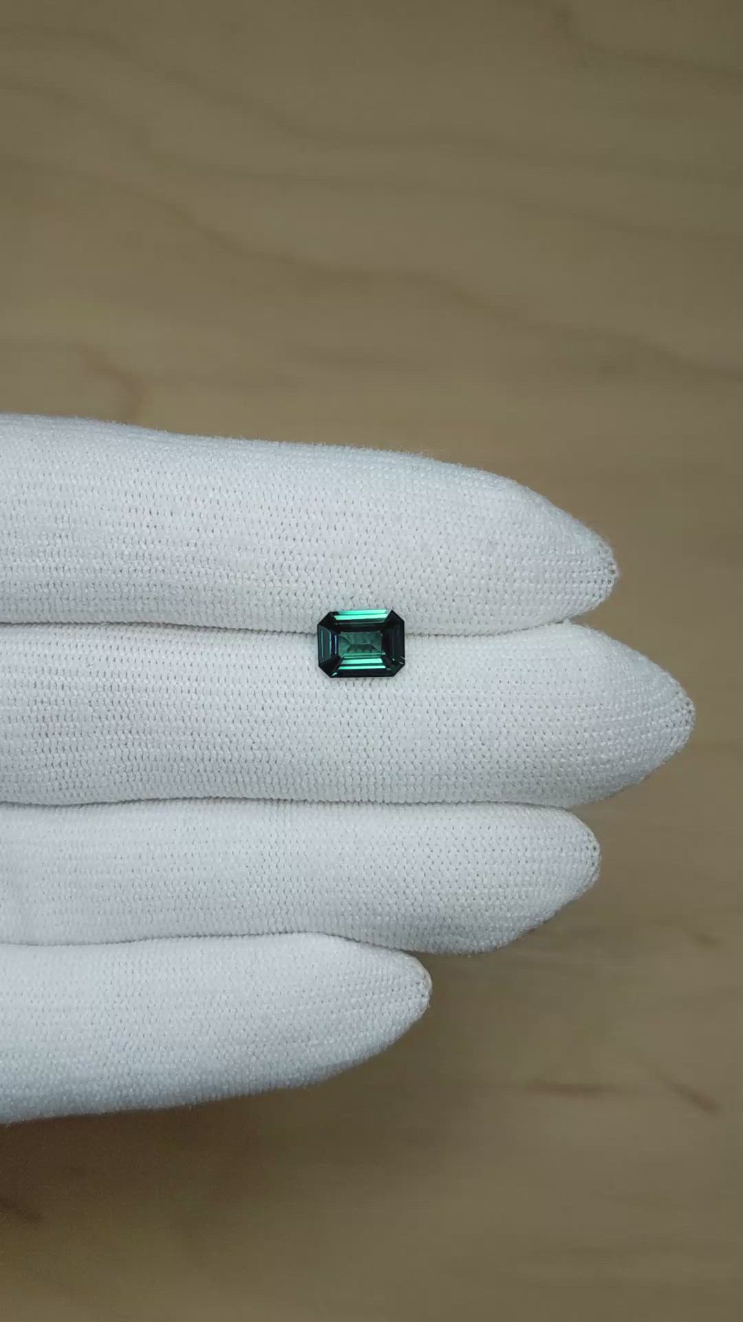 1.53 Ct. Bluish Green Sapphire from Madagascar Size Video